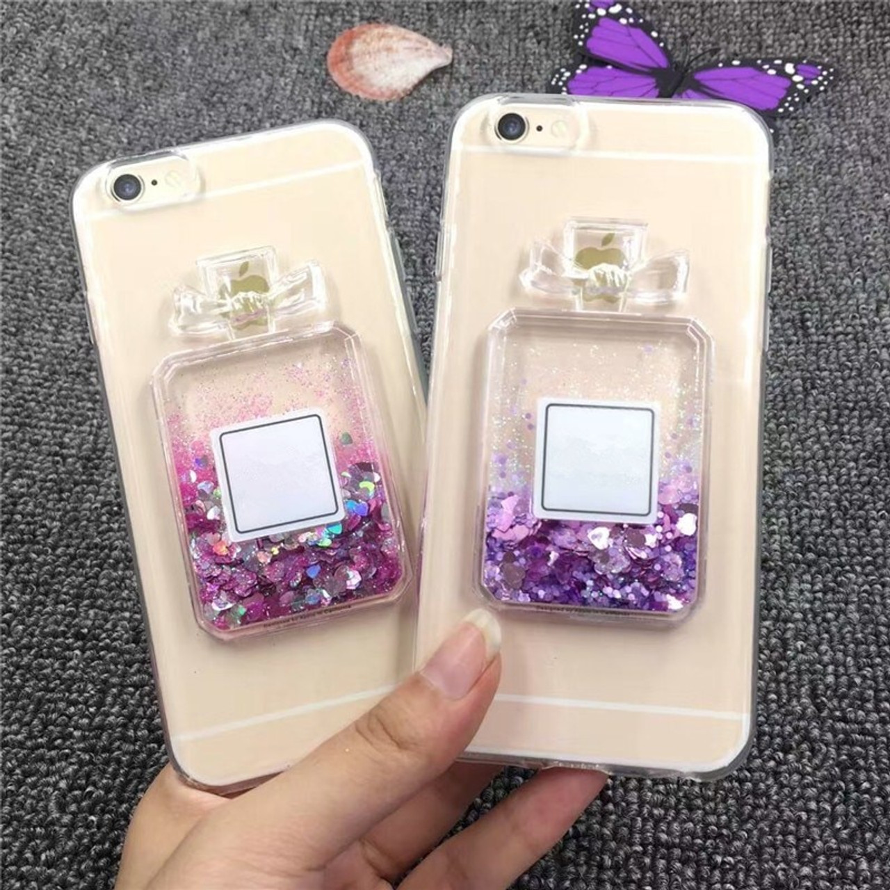 Luxury Bling Glitter 3d Perfume Bottle Phone Case For Iphone 7 6 6s Plus Clear Dynamic Liquid Quicksand Cover For Iphone 5 5s Se Onshopdeals Com