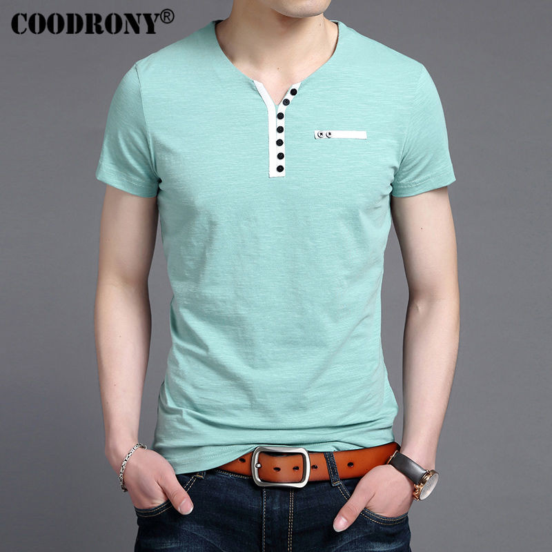 Henry Collar Tee Shirts Short Sleeve 