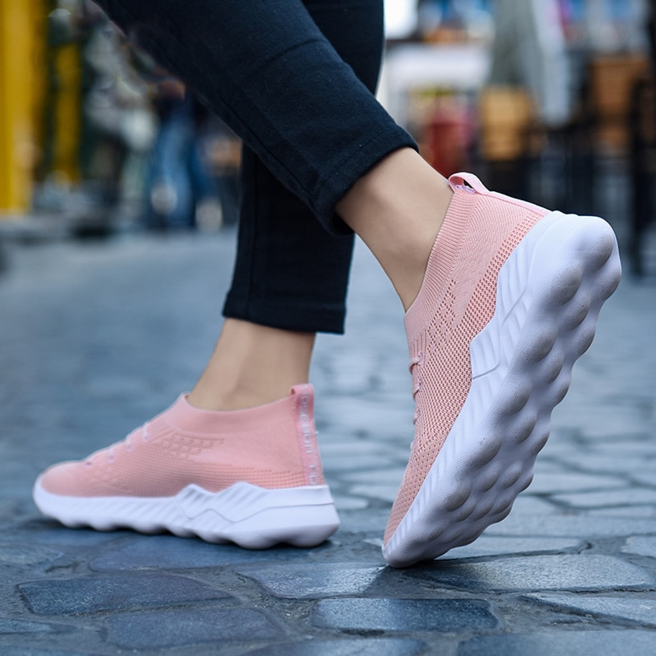 Womens Walking Shoes Mesh Slip On Air Cushion Sock Sneakers Casual Running Shoes