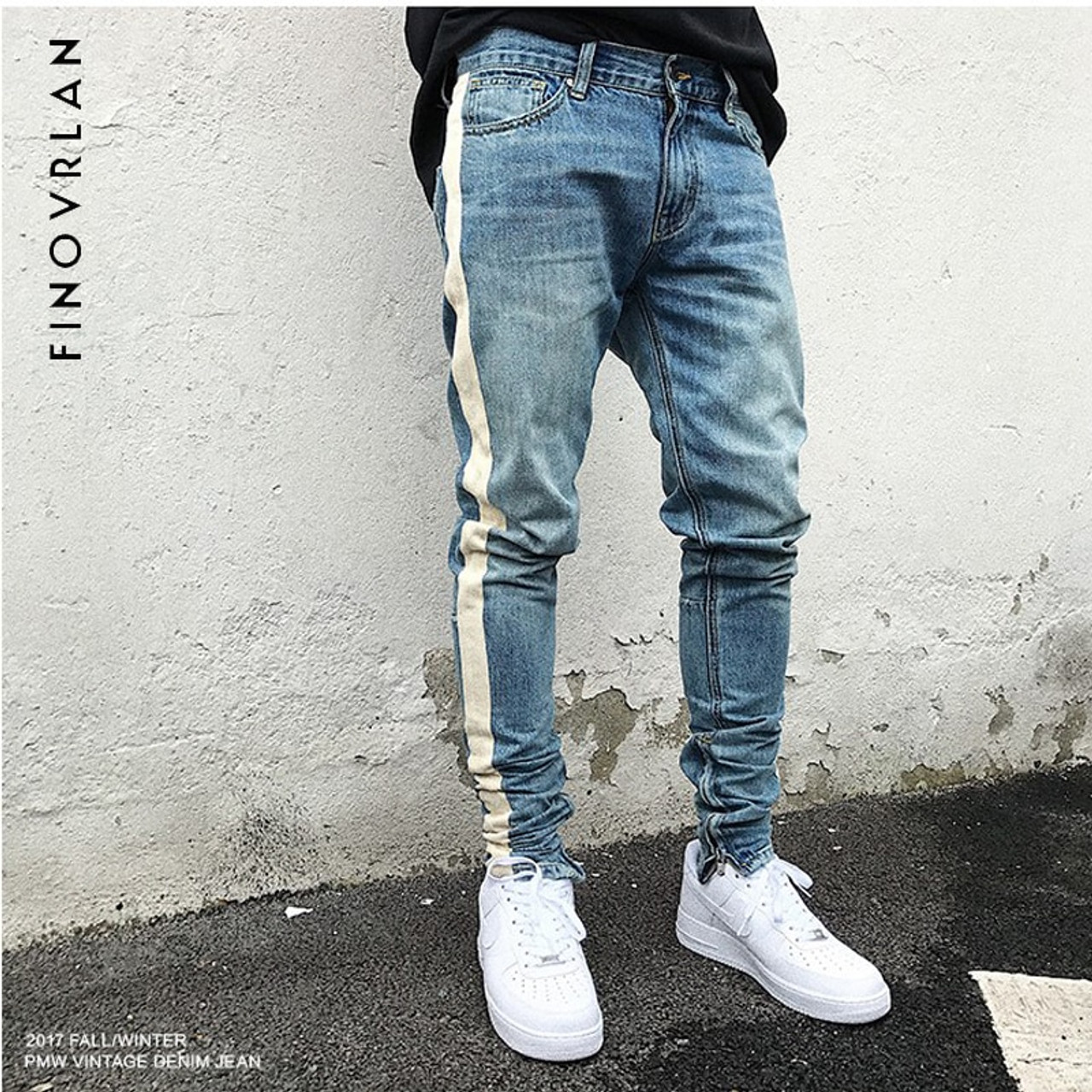 striped ripped jeans mens