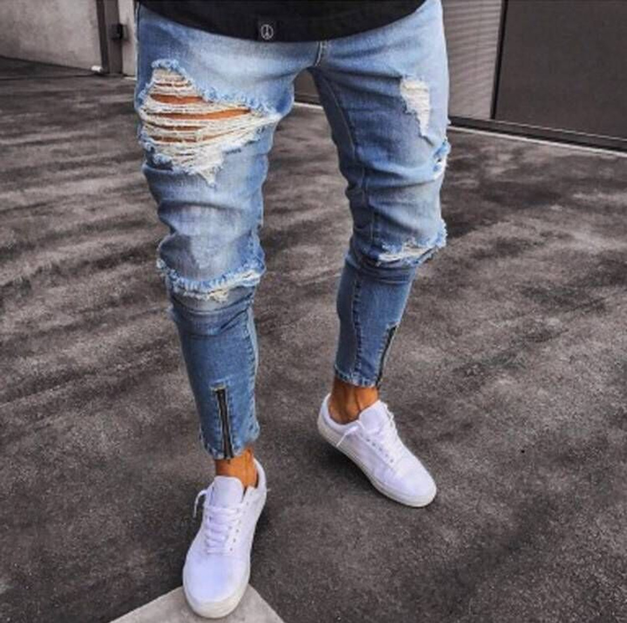 Men Baggy Jeans Hip Hop Denim Pants Cargo Pockets Loose Wide Leg Big Pocket  | eBay