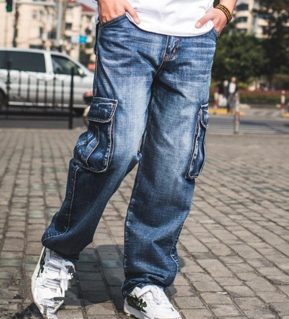 Men Flap Pocket Side Cargo Jeans  SHEIN