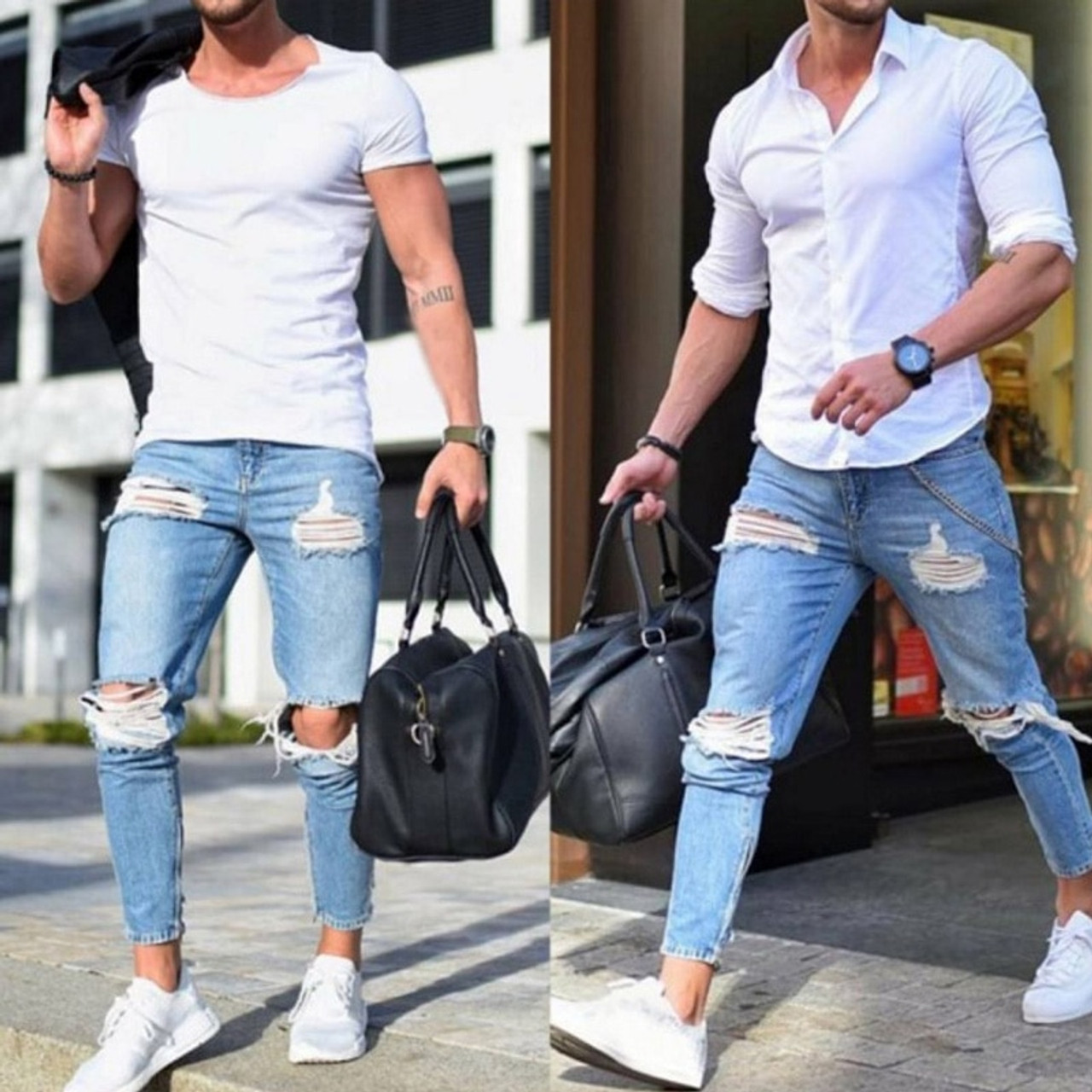 Ripped Jeans Outfit For Men Best Sale -  1705475188