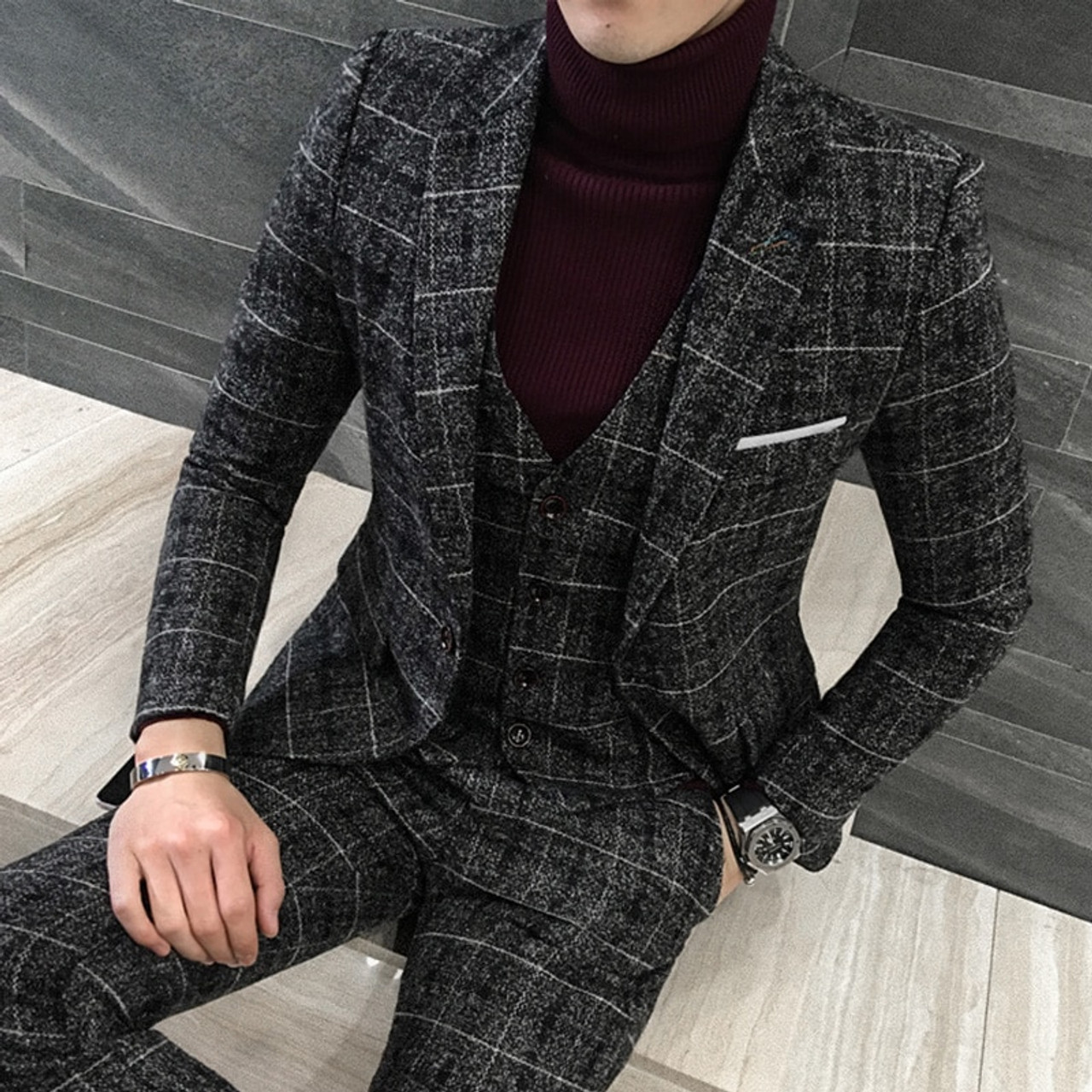 Men's Suits | 3-Piece, Black & Grey Check Suits | ASOS