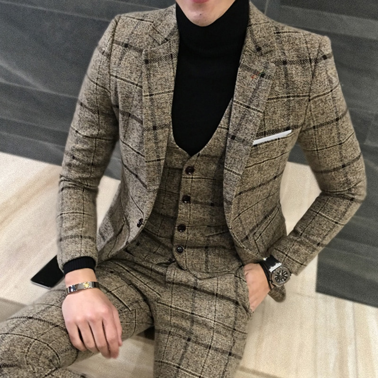 Double Breasted Slim Fit Beige Suit Men With Pants Set Latest Fashion  Wedding & Prom Groom Tuxedo Jacket And Coat 2289o From Dzihn, $67.91 |  DHgate.Com