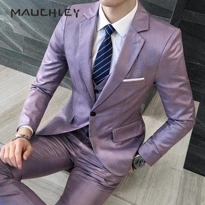 Coat Pant For Men Suits Wedding Purple Photo Mhg Police Fashion