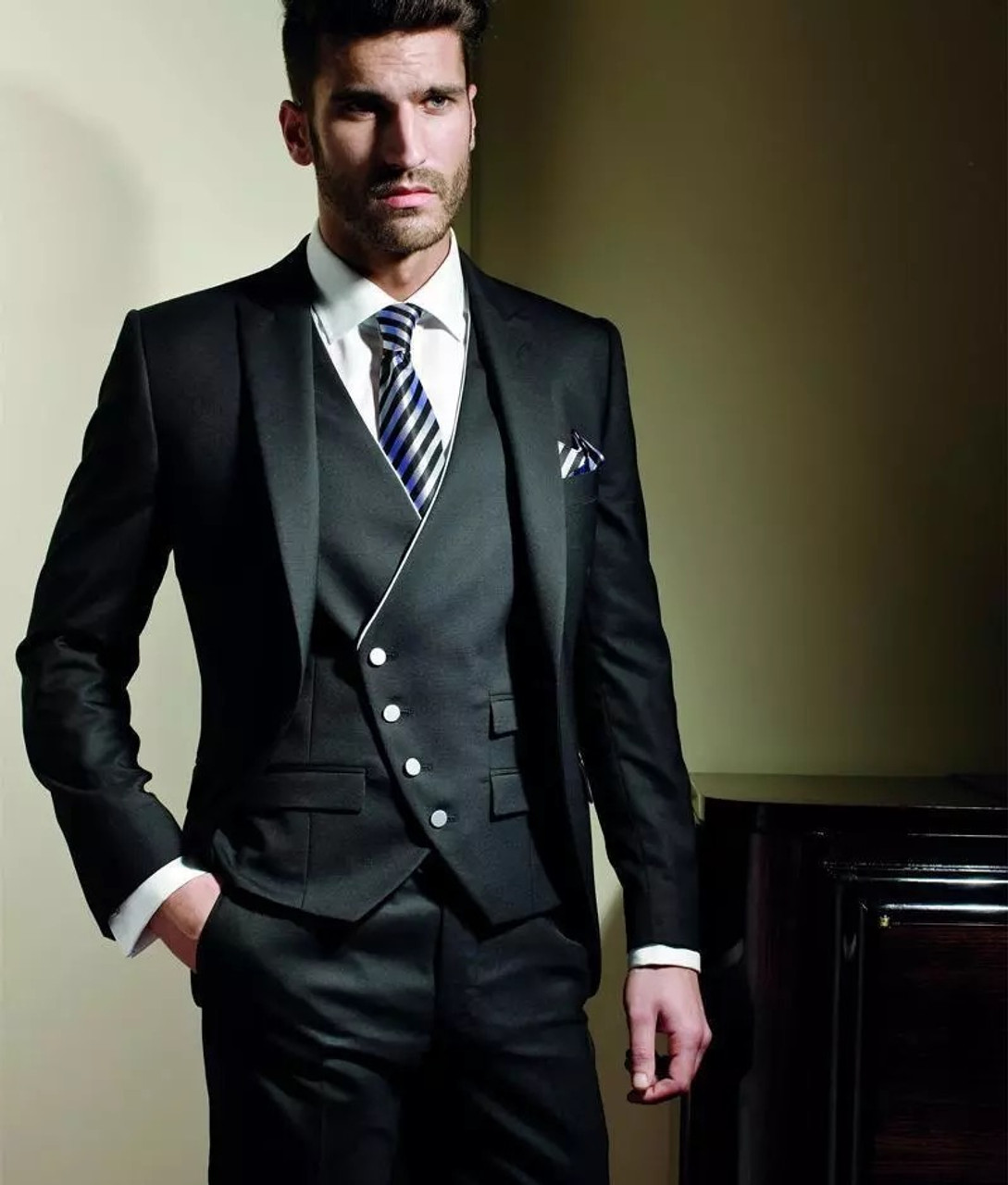 Men's Black Suits For Wedding / Prestige Black Trend 3 Piece Wedding ...
