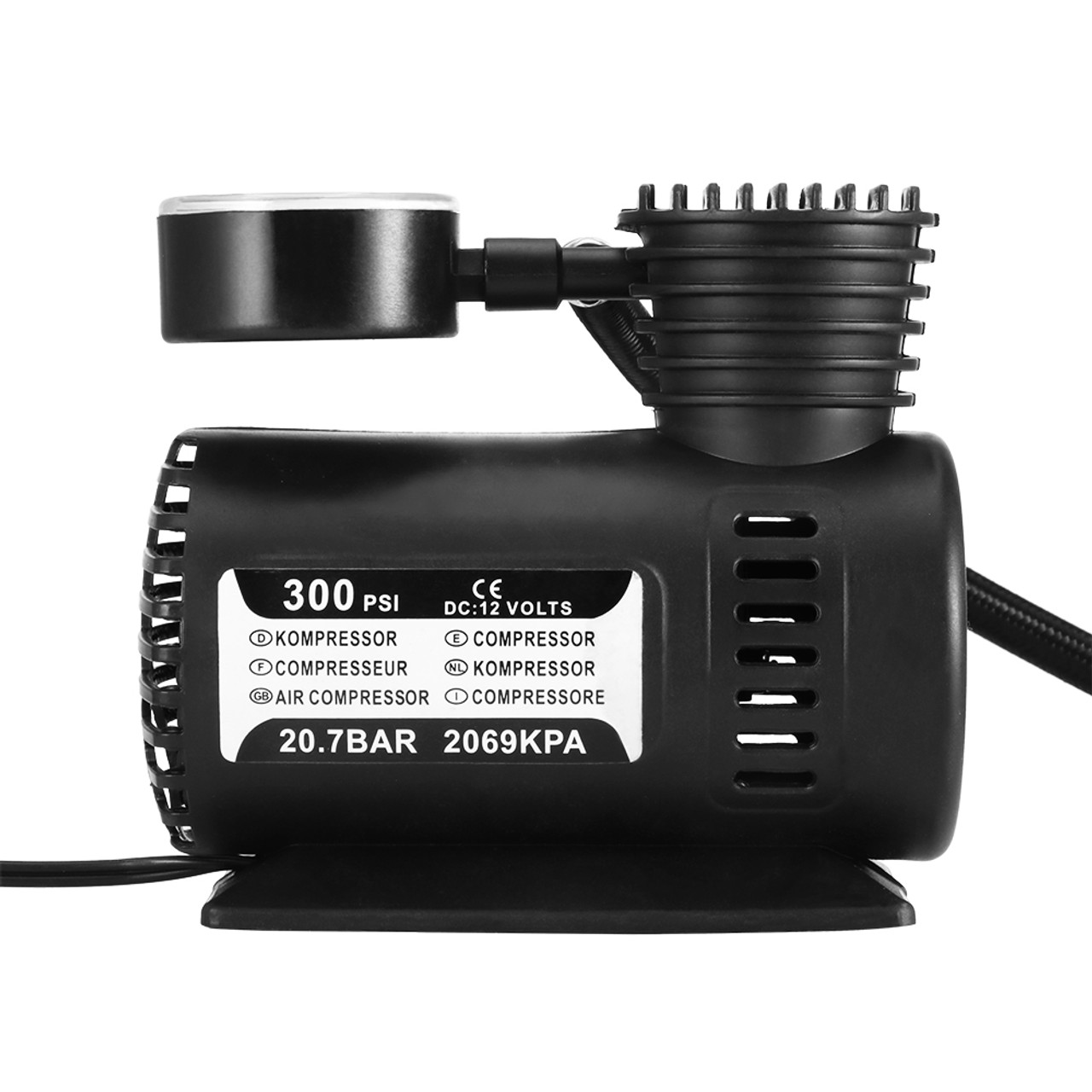 Inflatable DC 12V 300PSI Car Tire Inflator Auto Air Compressor Tire Pump With Pressure Gauge For Car Bicycle Ball Rubber Dinghy tyre inflator