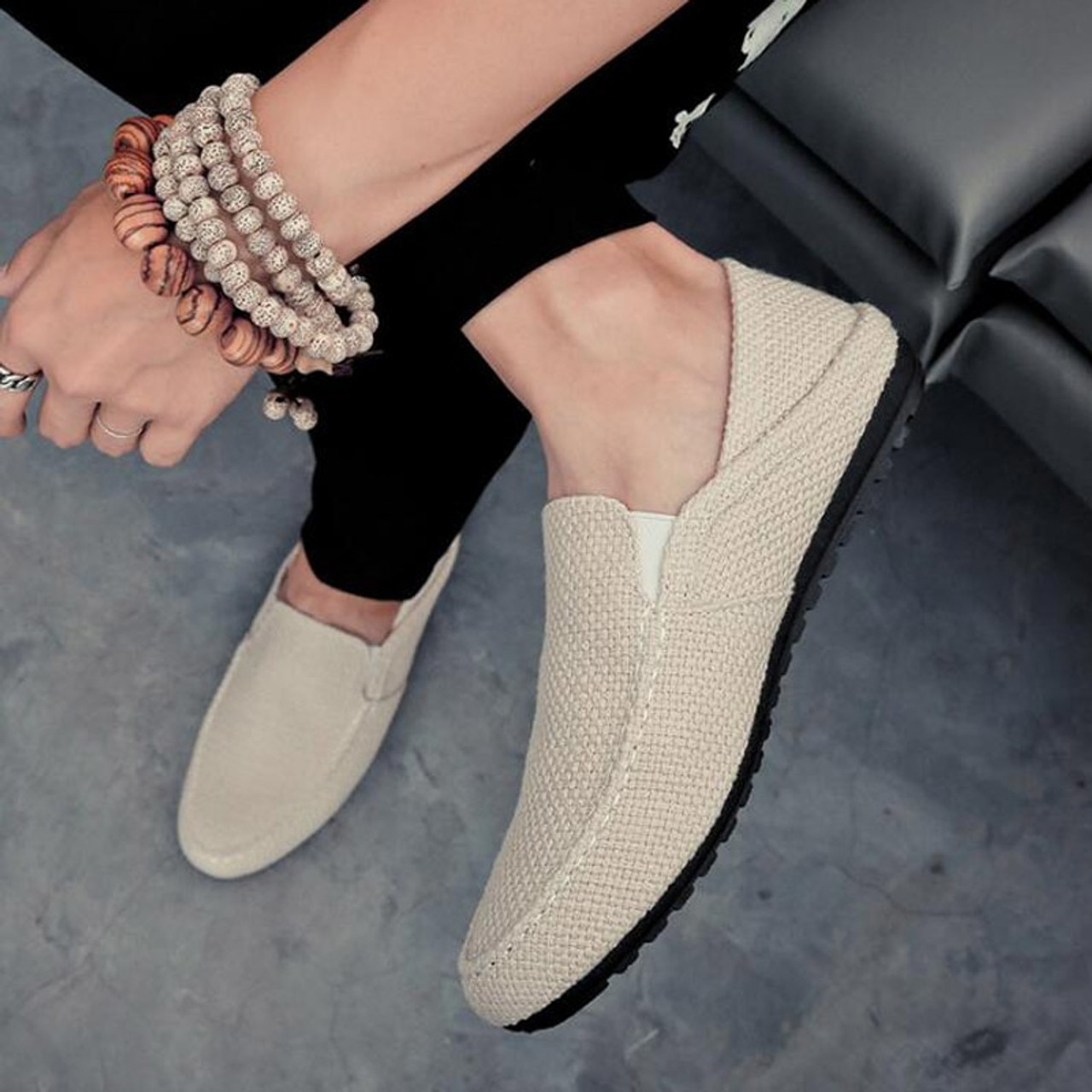 Yatntnpy Breathable Hemp Shoes Men Summer Canvas Casual Shoes Slip