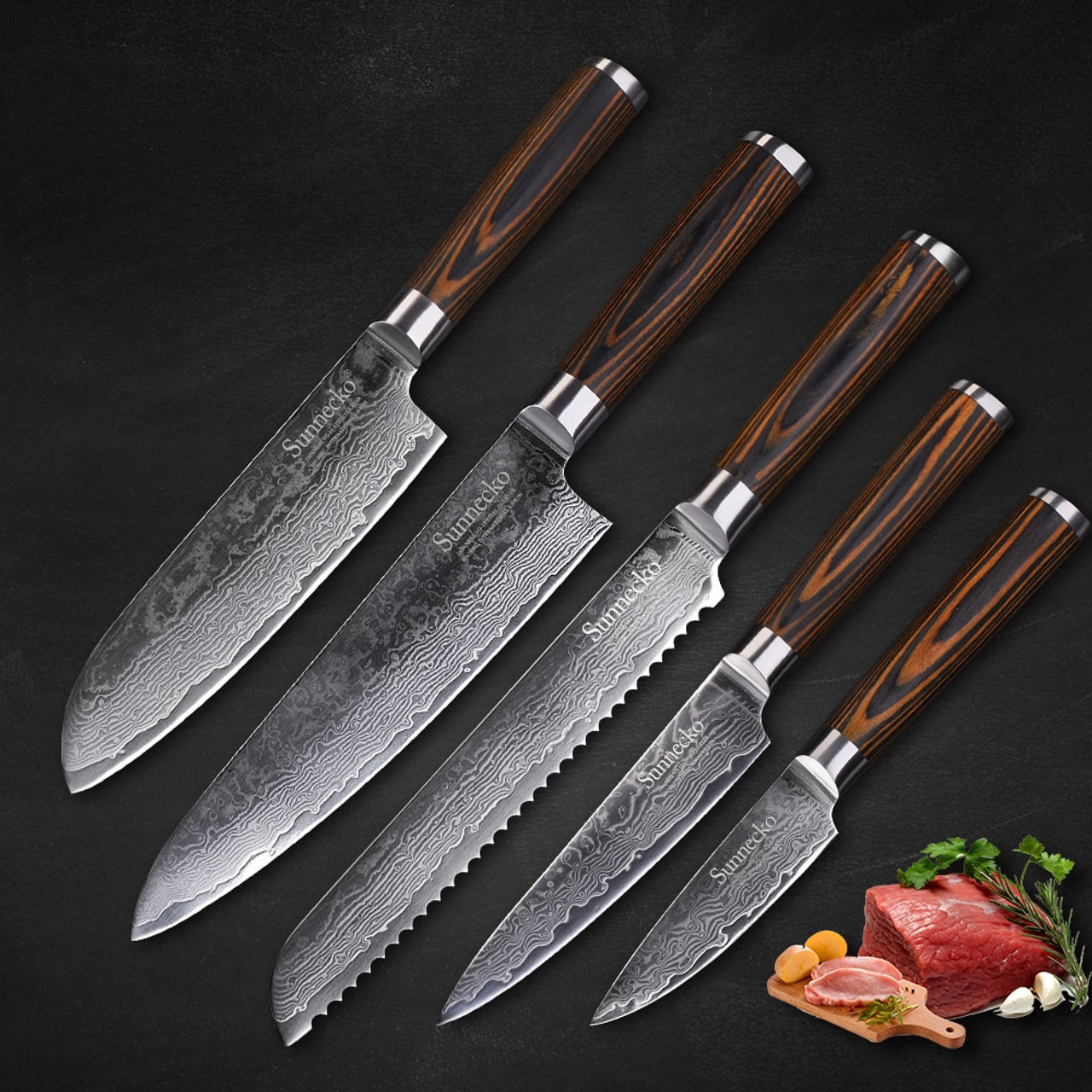 Sunnecko Chef Knife Damascus Steel Japanese Vg10 Kitchen Knives