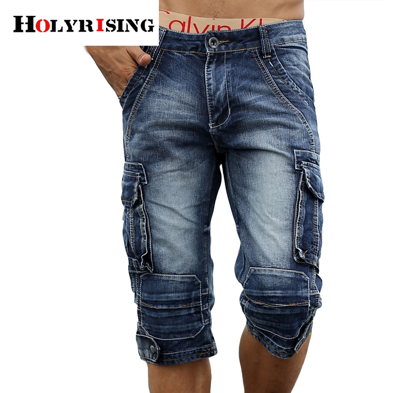 Multi Pocket Cotton Denim Cargo Shorts, Men's Casual Street Style Denim  Shorts For Summer, Men's Bottoms - Temu