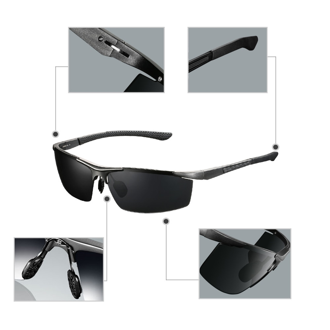 Polarized Sunglasses HD Lens UV400 Metal Frame Male Sun Glasses Driving Goggles For Men Polarized Sunglasses HD Lens UV400 Metal Frame Male Sun Glasses Driving Goggles For Men