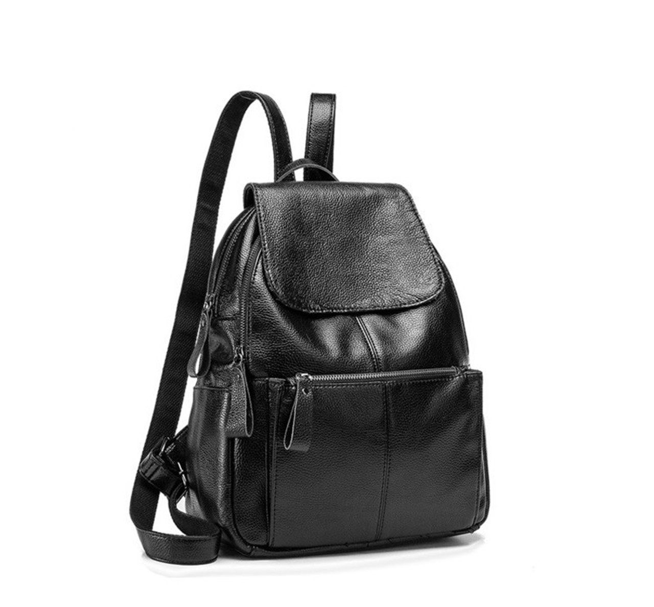 black backpack womens leather