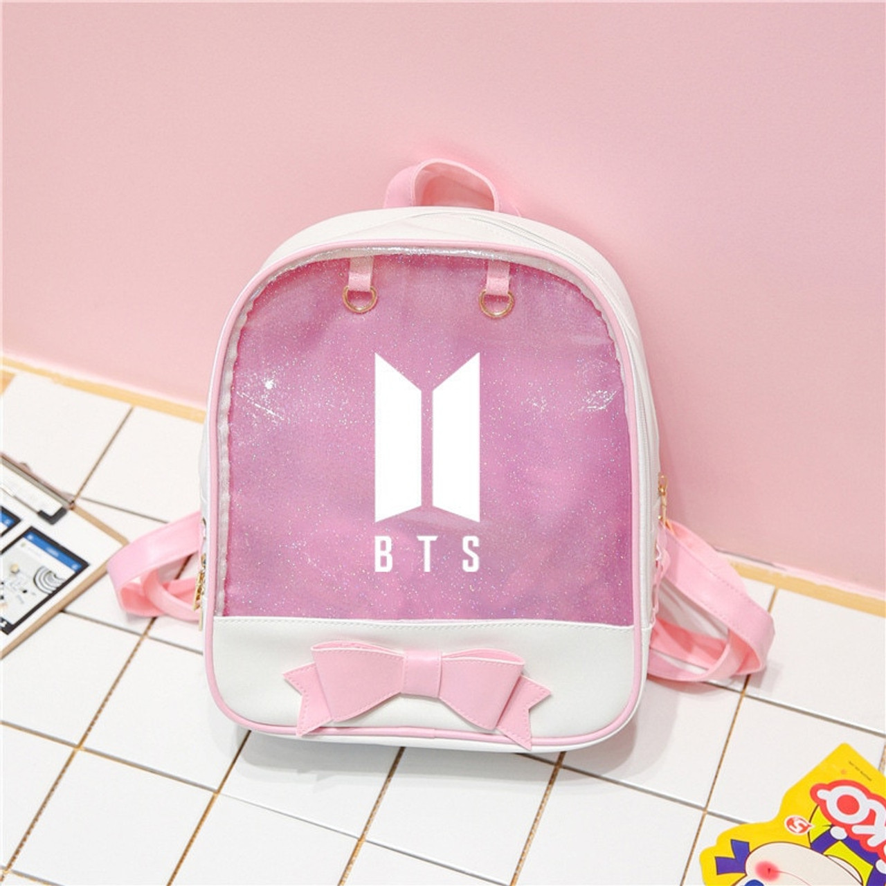 bts pink backpack