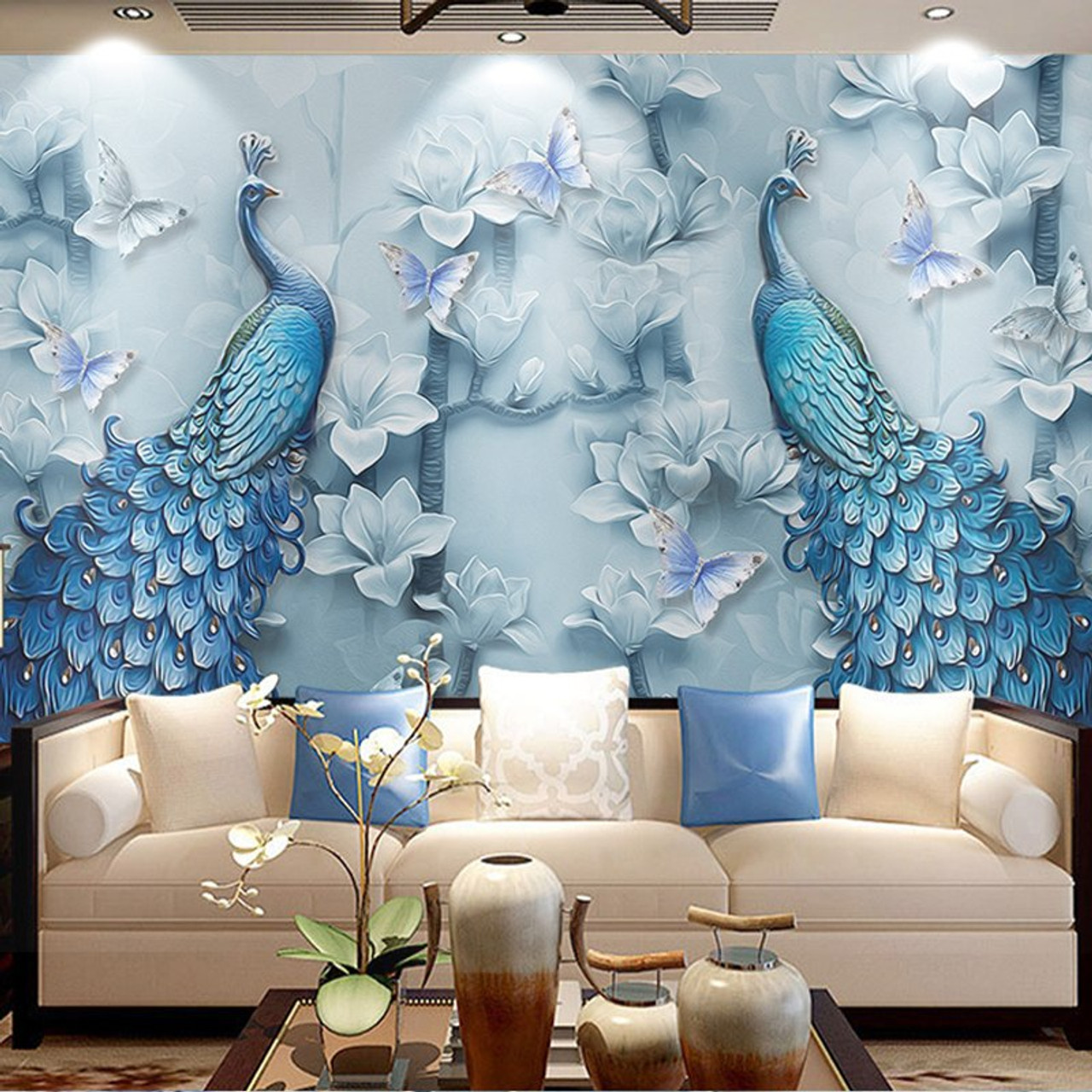 Featured image of post Blue Wallpaper Designs For Living Room : Living room wallpaper is the ideal opportunity to showcase your interior flair, and there are no rules when it comes to decorating your own home.