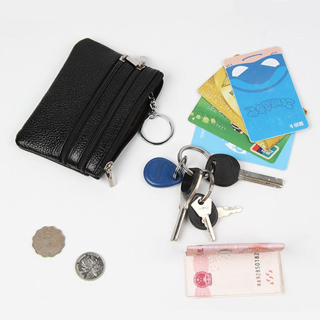 Amazon.com: imeetu Leather Coin Keychain Purse for Women, Small Change Purse  for Coins, Coin Pouch Wallet with 4 Zippered Pockets (Black) : Clothing,  Shoes & Jewelry