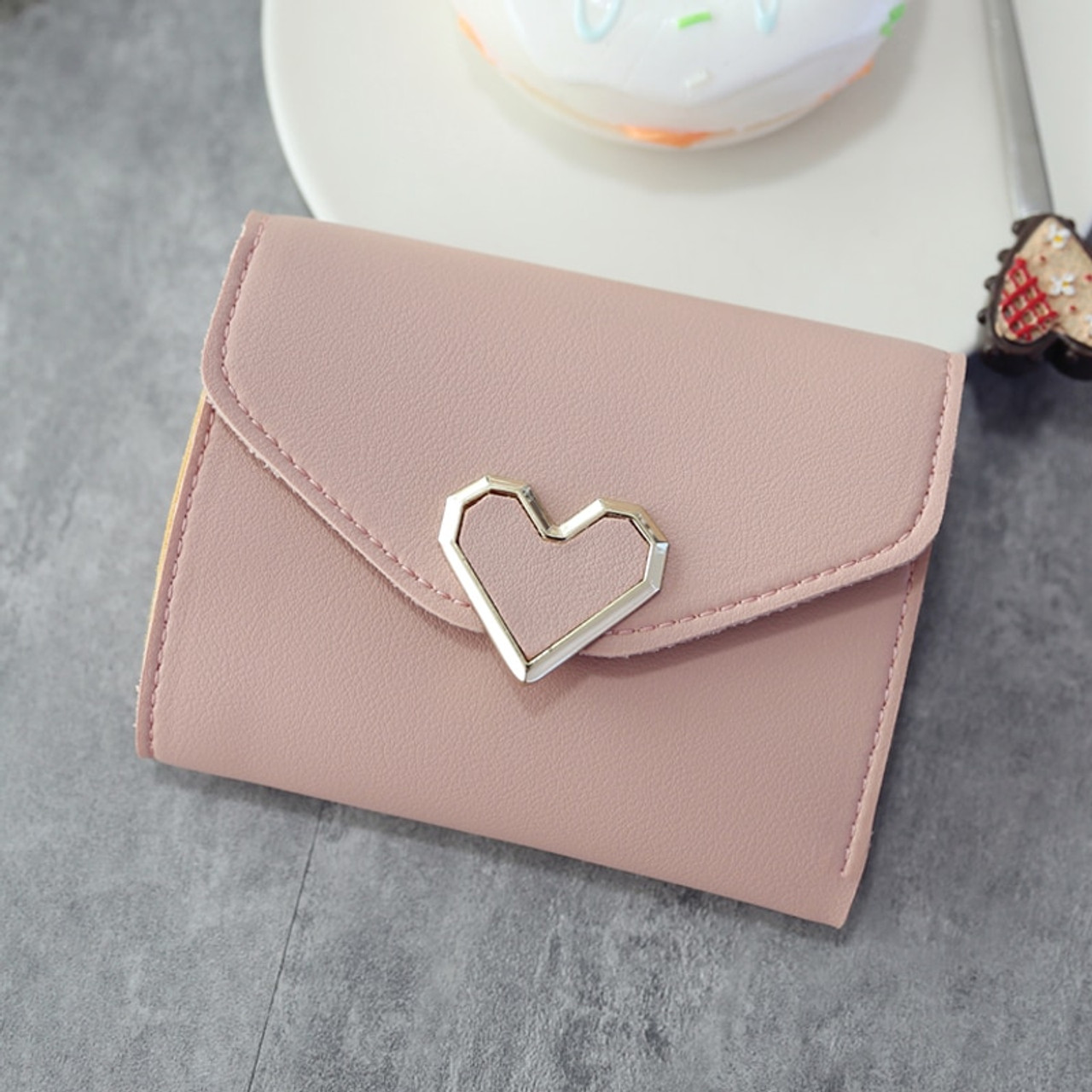 Fashion Women Wallet Cute Cat Short Wallet Leather Small Purse Girls Money  Bag Card Holder Ladies Female Hasp Gifts Color Black