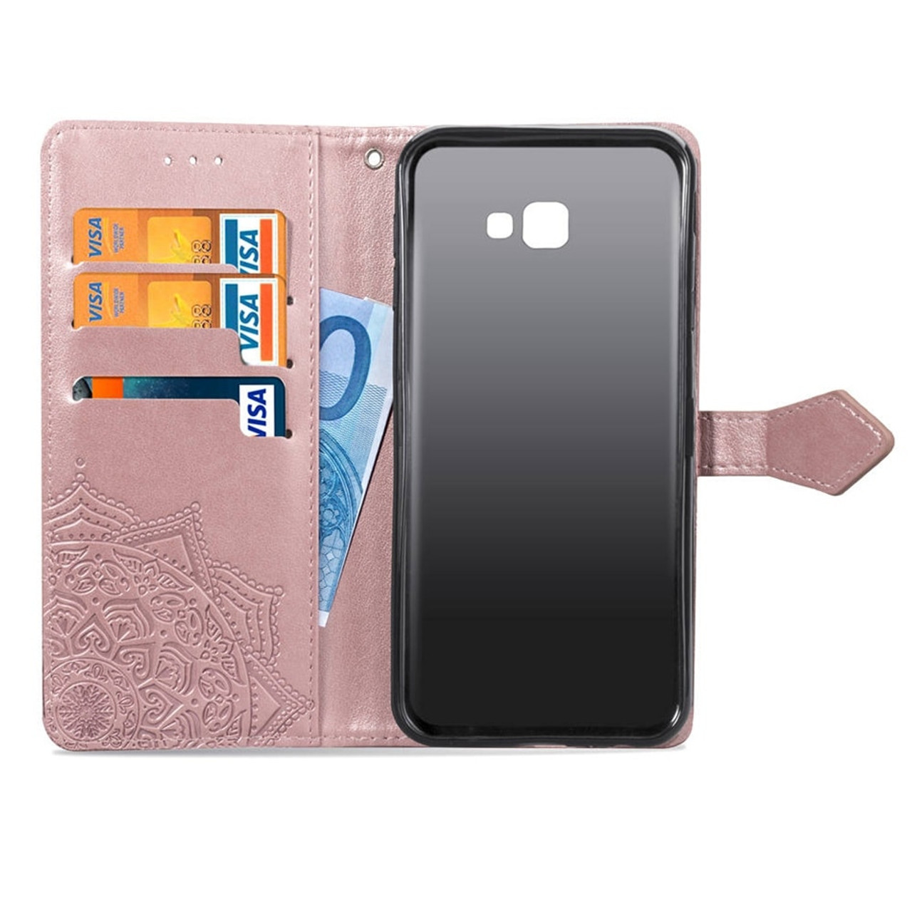 Gemalt Multifunktionale Tasche Cover Brieftasche Schutzhülle für Samsung Galaxy J4 Plus 2018 in Kapok Leder Filp Wallet Handyhülle Flipcase ToneSun J4 Plus 2018 Hülle Case 