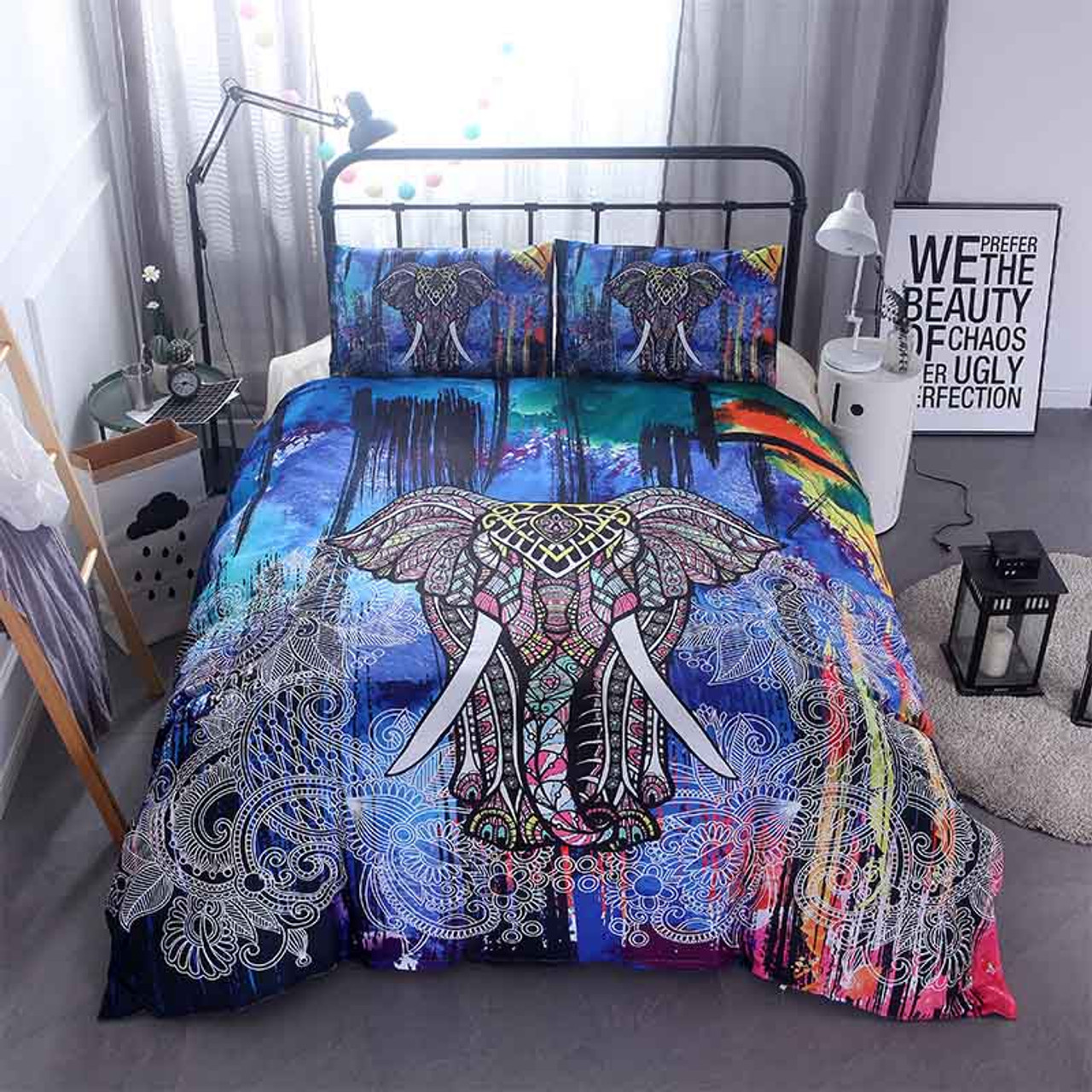 Stand Elephant Duvet Covers Comforter /& Pillow Case Queen Size Bohemian Set
