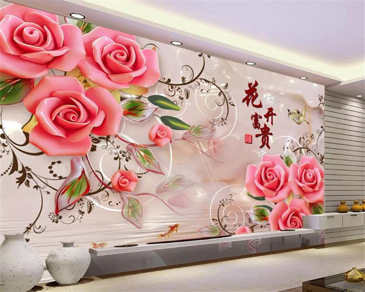 Beibehang Custom Mural Wallpaper For Bedroom Wall 3d Luxury Rose Goldfish Pattern Background 3d Wallpaper Home Decor Living Room Onshopdeals Com