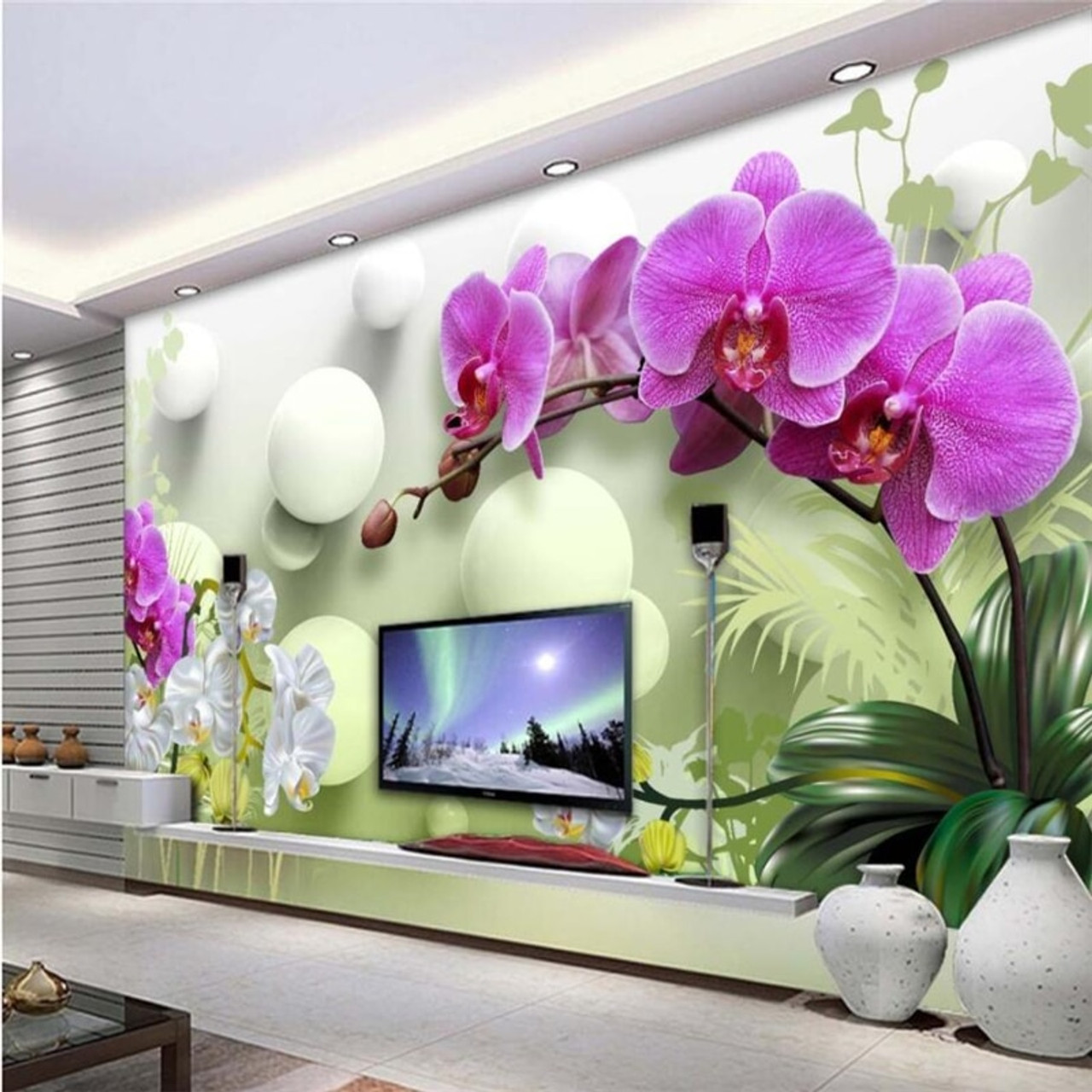 beibehang Wall paper 3d mural custom living room bedroom home decor HD  Phalaenopsis 3D Wallpaper Tv Background Wall 