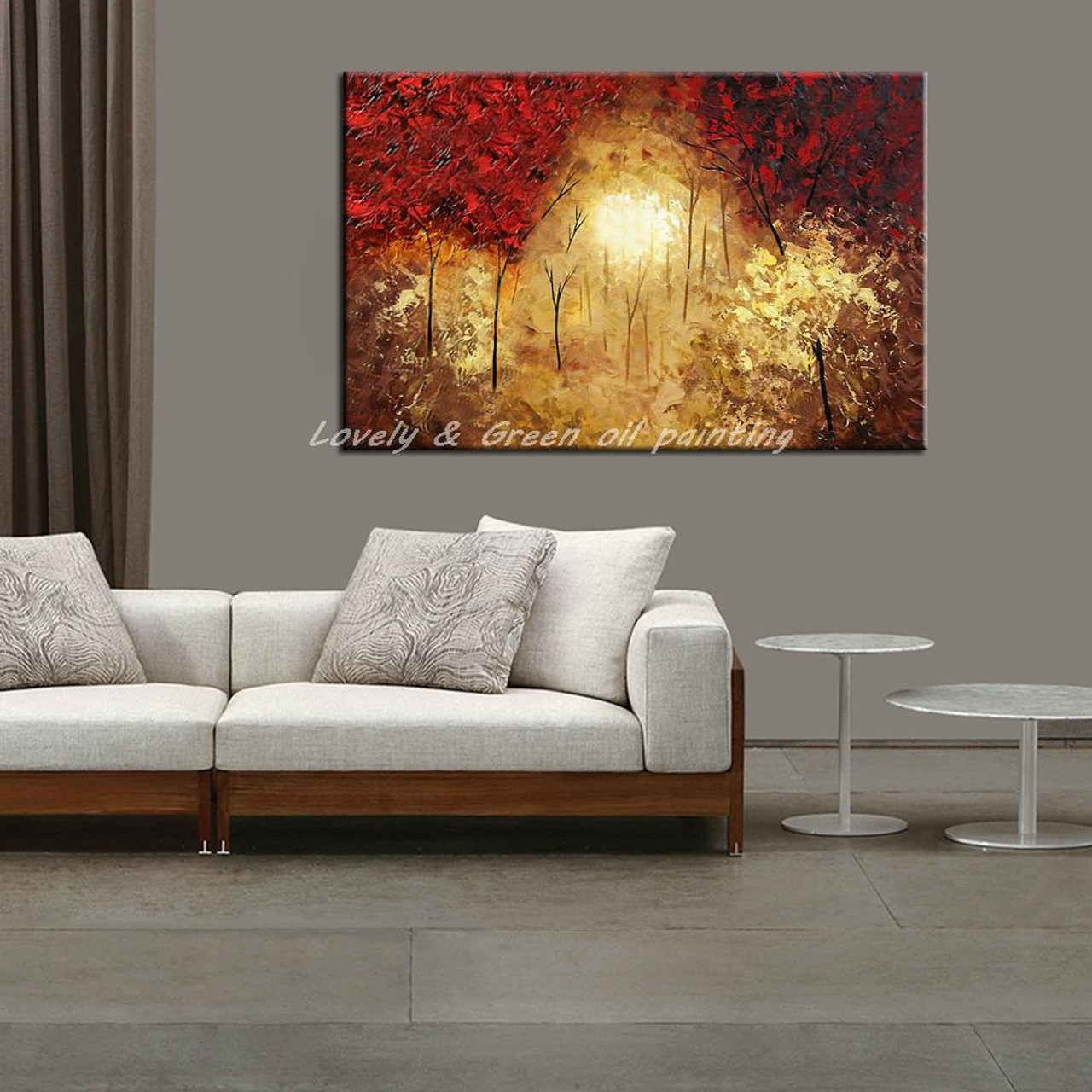 100 Hand Painted Modern Abstract Landscape Tree Oil Painting On