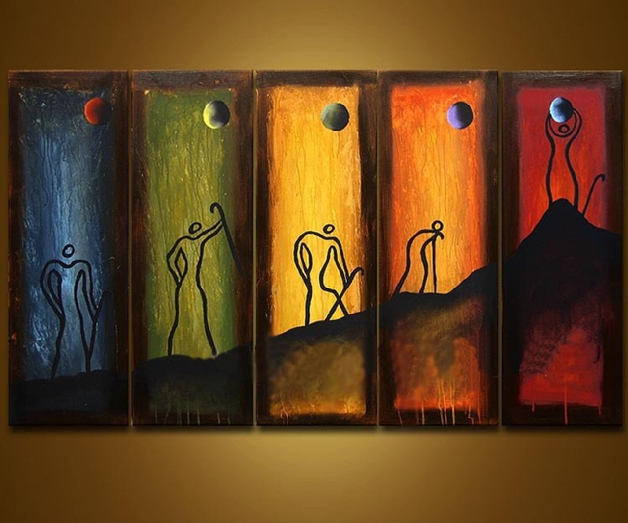 Abstract Colorful Hand Painted Oil Painting On Canvas Human Acrylic Paintings Modern Home Decor Wall Art 5 Panel Pictures Huge Onshopdeals Com,Budget Home Decor Ideas For Small Homes