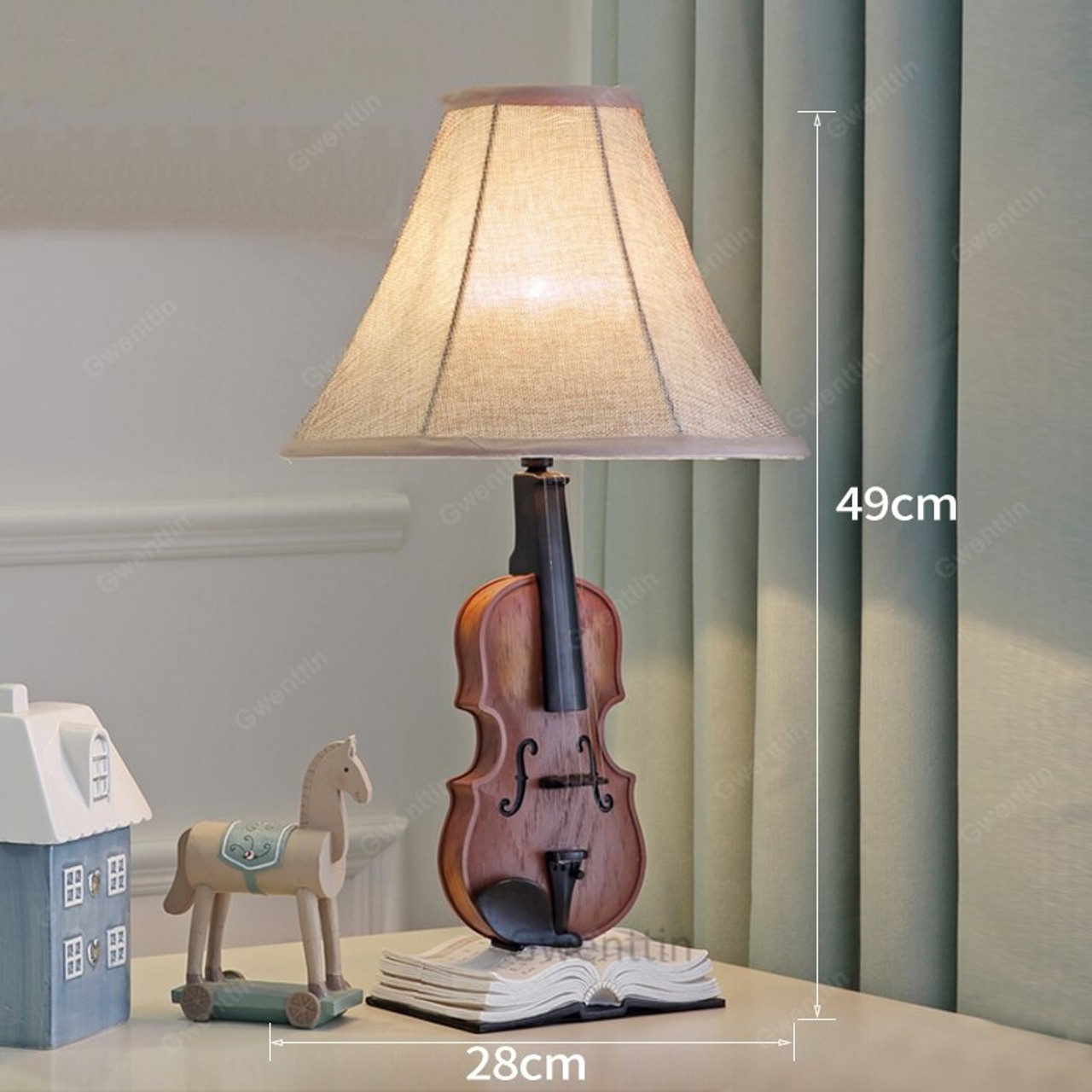 Resin Violin Table Lamps Living Room Modern Desk Lamp Childrens Room Bedroom Bedside Lamp Led Stand Light Fixtures Home Deco OnshopDealsCom