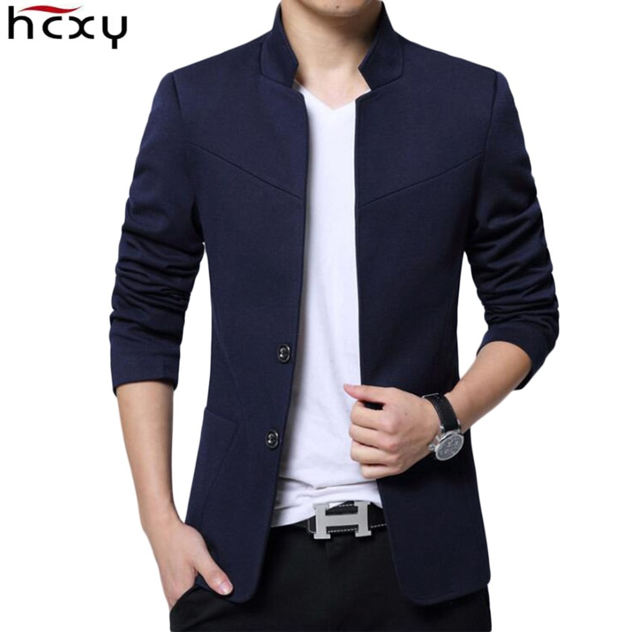 Blazer Men 2019 High Quality Suit Jacket Male Style Stand Collar Blazer Men 2019 High Quality Suit Jacket Male Style Stand Collar