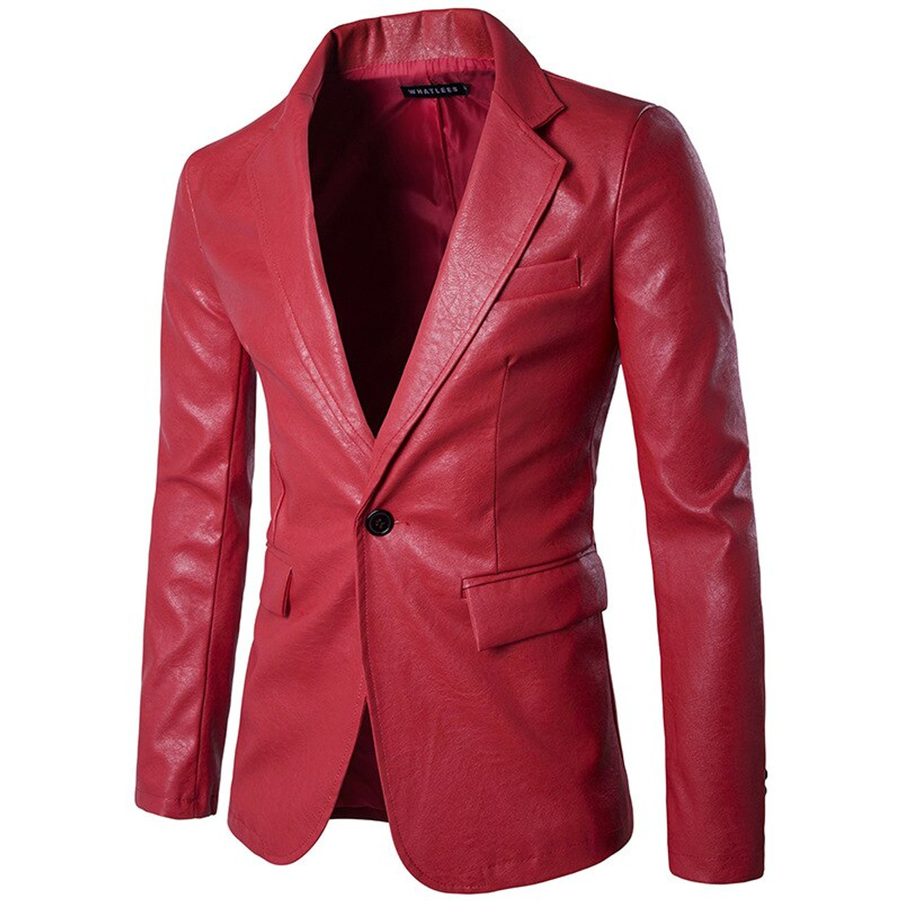 Men's Casual Leather Suit Blazer Button Formal Coats Jackets Slim Fit  Outerwear | eBay