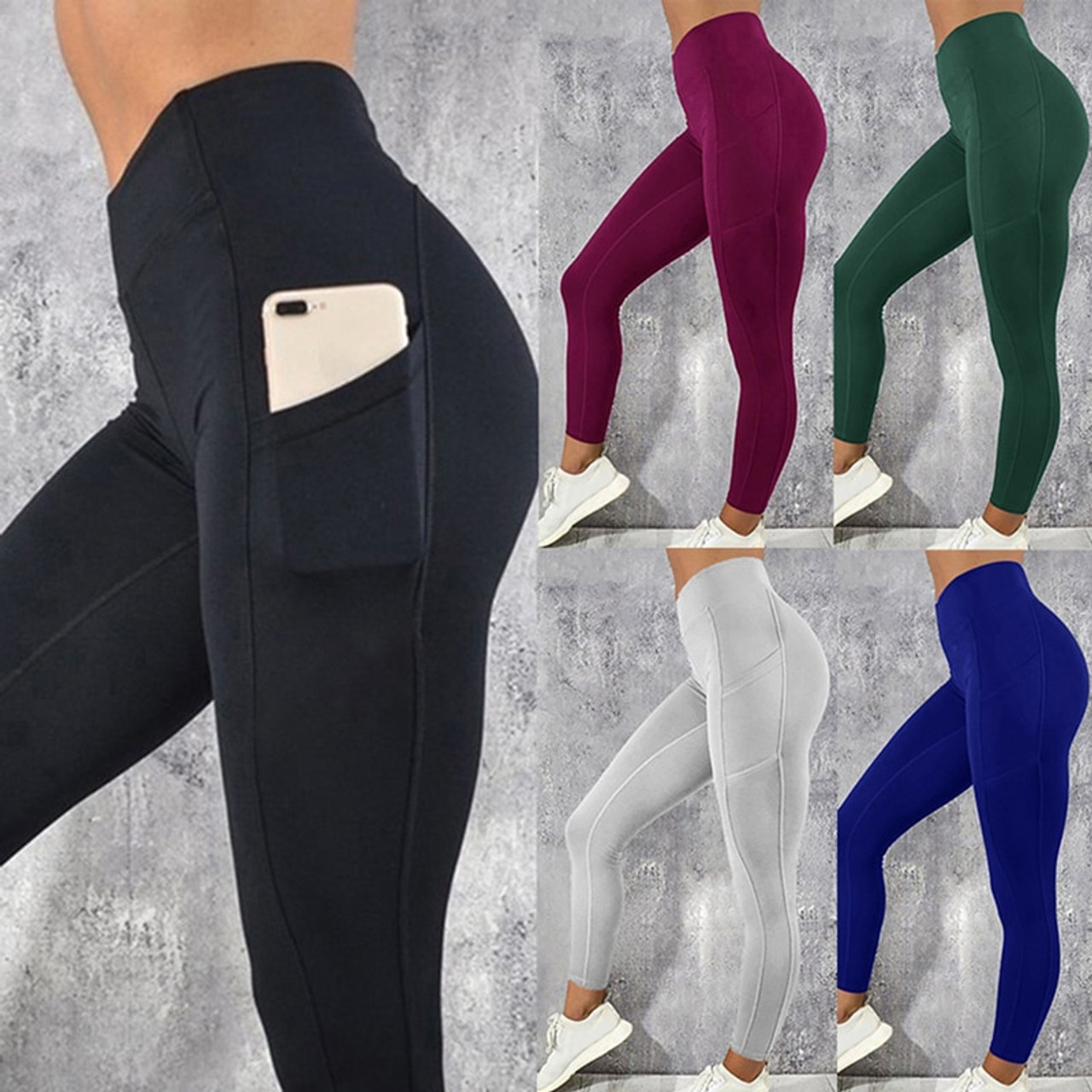 Womens Sexy Mat Look Leggings High Waisted Leather Imitation Pants Pockets  FS161 | eBay