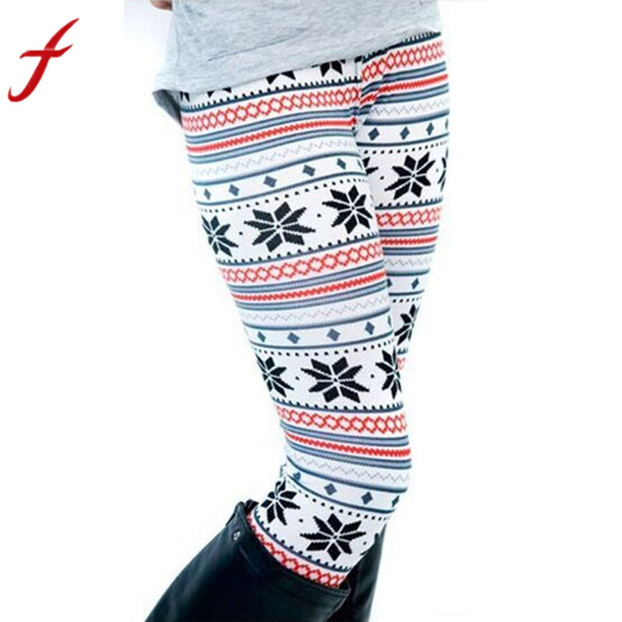 Dezsed Lady Xmas Christmas Holiday Printed Santa Leggings Female White Snow  Deer Patten Striped Pants Slim Fitted Pencil Leggings - Walmart.com