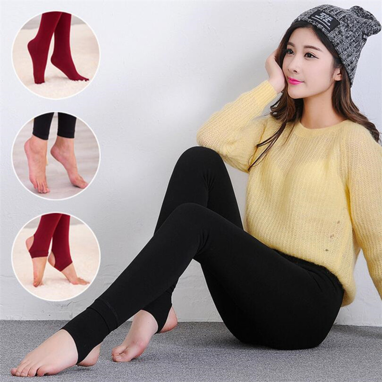 Buy Winter Warm Leggings Petite Women Fleece Lined Leggings Stretchy Ladies  Thermal Leggings Opaque Tights with Stirrup Thick Bottoms Leggings UK Size  4-10 Online at desertcartINDIA