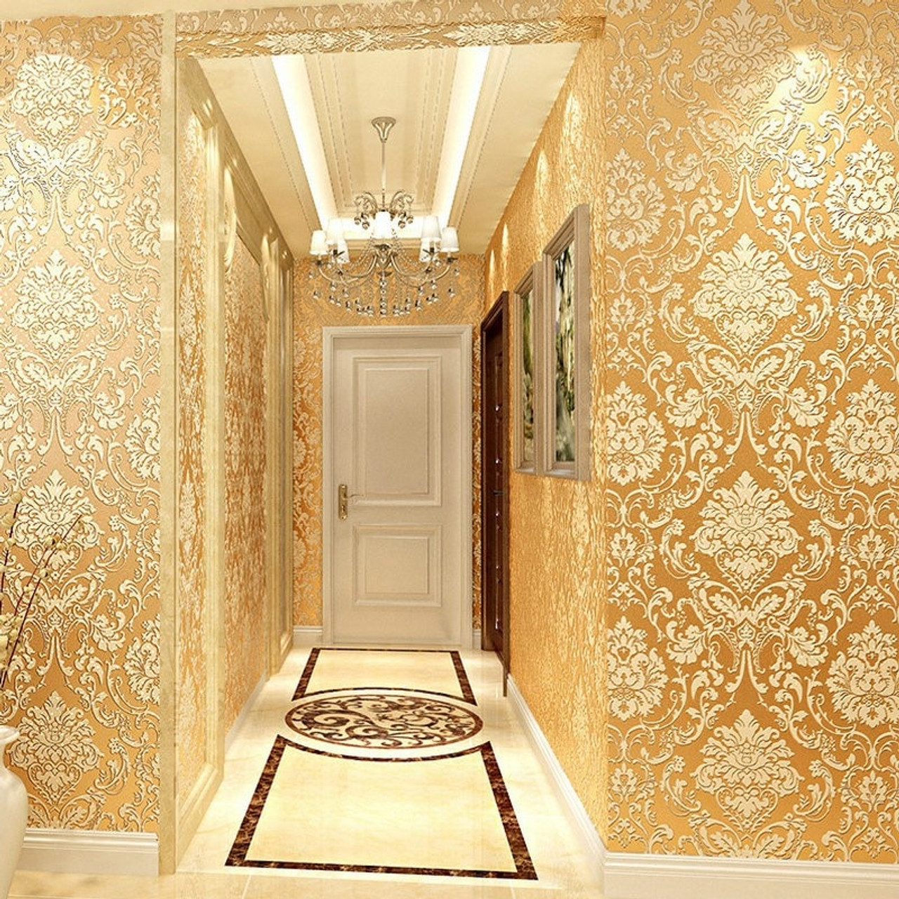 Golden 3d Embossed Wallpaper For Home Roll Luxury Classic Silver Floral Living Room Wall Paper Bedroom Tv Background Decor Onshopdeals Com