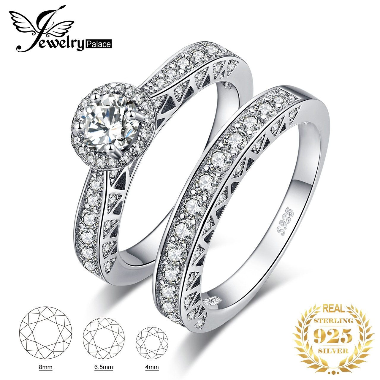 Amazon.com: Gabriella Gold Genuine 925 Sterling Silver Diamond Trio Wedding  Sets for Him and Her L Grooves 3-piece 6mm & 4.5mm wide 0.10 cttw Brilliant  Cut Ladies Size 5 : Clothing, Shoes & Jewelry