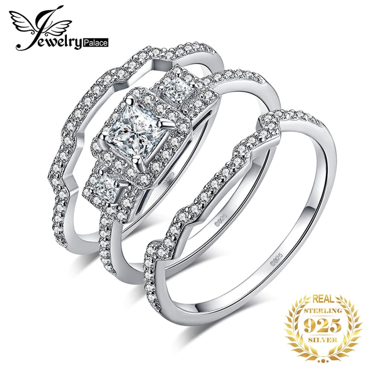 Amazon.com: Silver Wedding Ring Sets 925 Sterling Silver Couple Matching Wedding  Ring Set Personalized Man and Woman Silver Wedding Ring Set : Handmade  Products