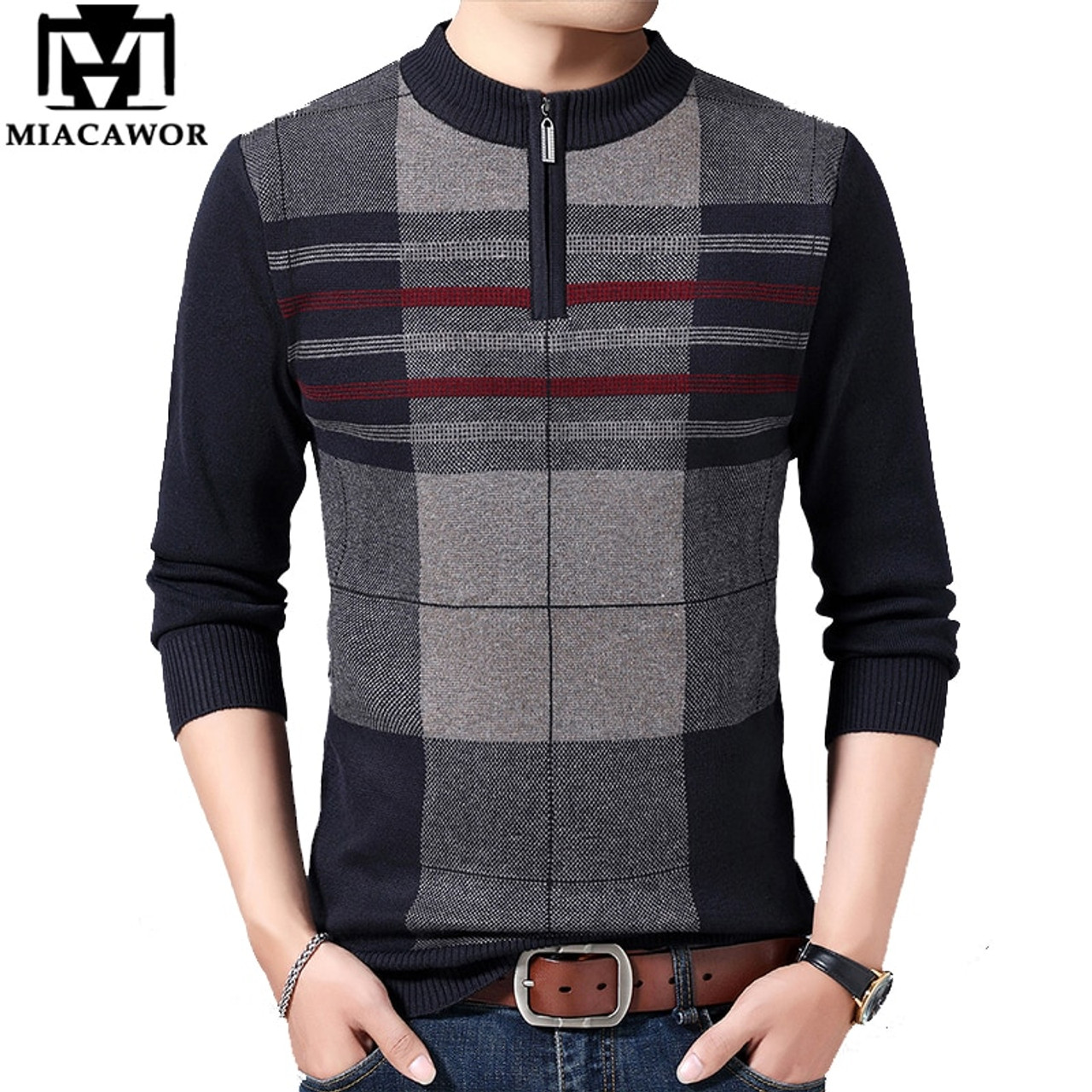 Mens Sweaters High Quality Round Collar Striped Jacquard Casual Pullovers  Roupas Masculinas Ropa De Hombre Men Clothing Sweater - AliExpress