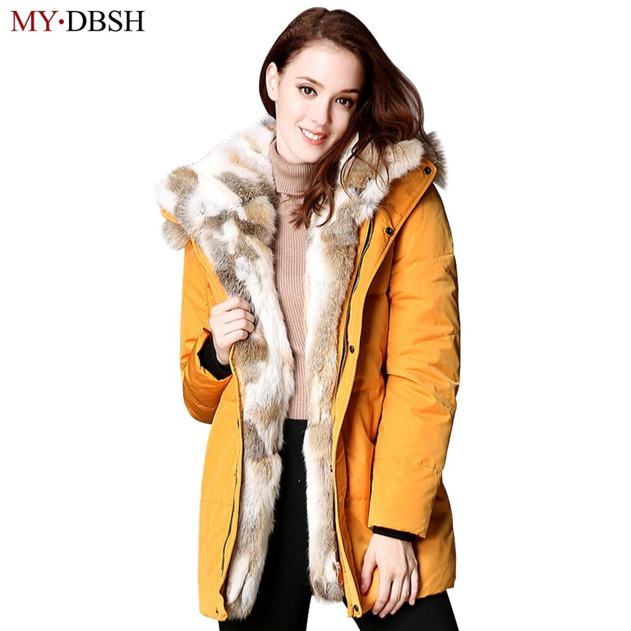 US$41.07-2022 New Warm Fur Lining Long Parka Winter Jacket Womens Clothing  Medium Hooded Snow Wear Coat Padded Clothes Outwear-Description