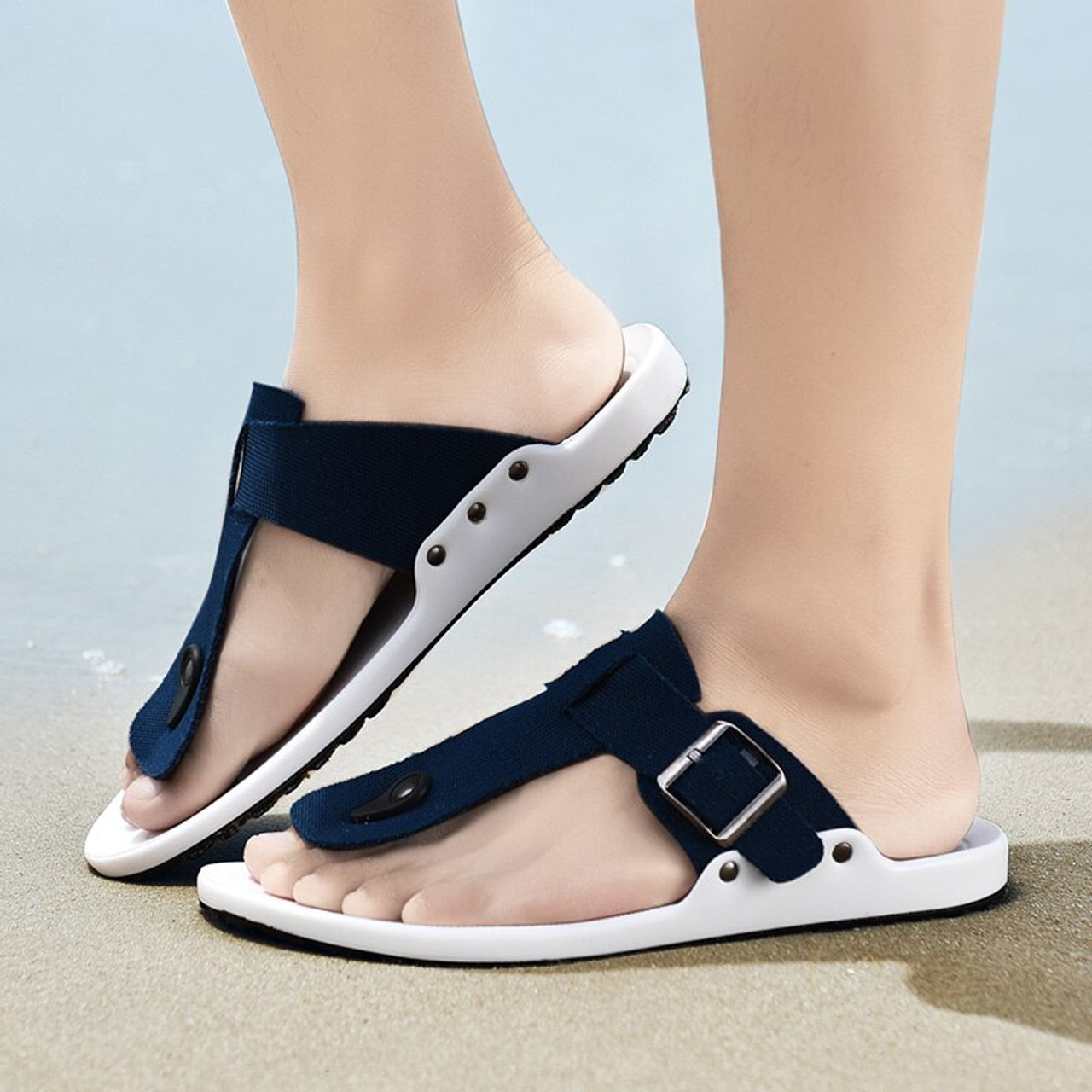 blue grey sandals