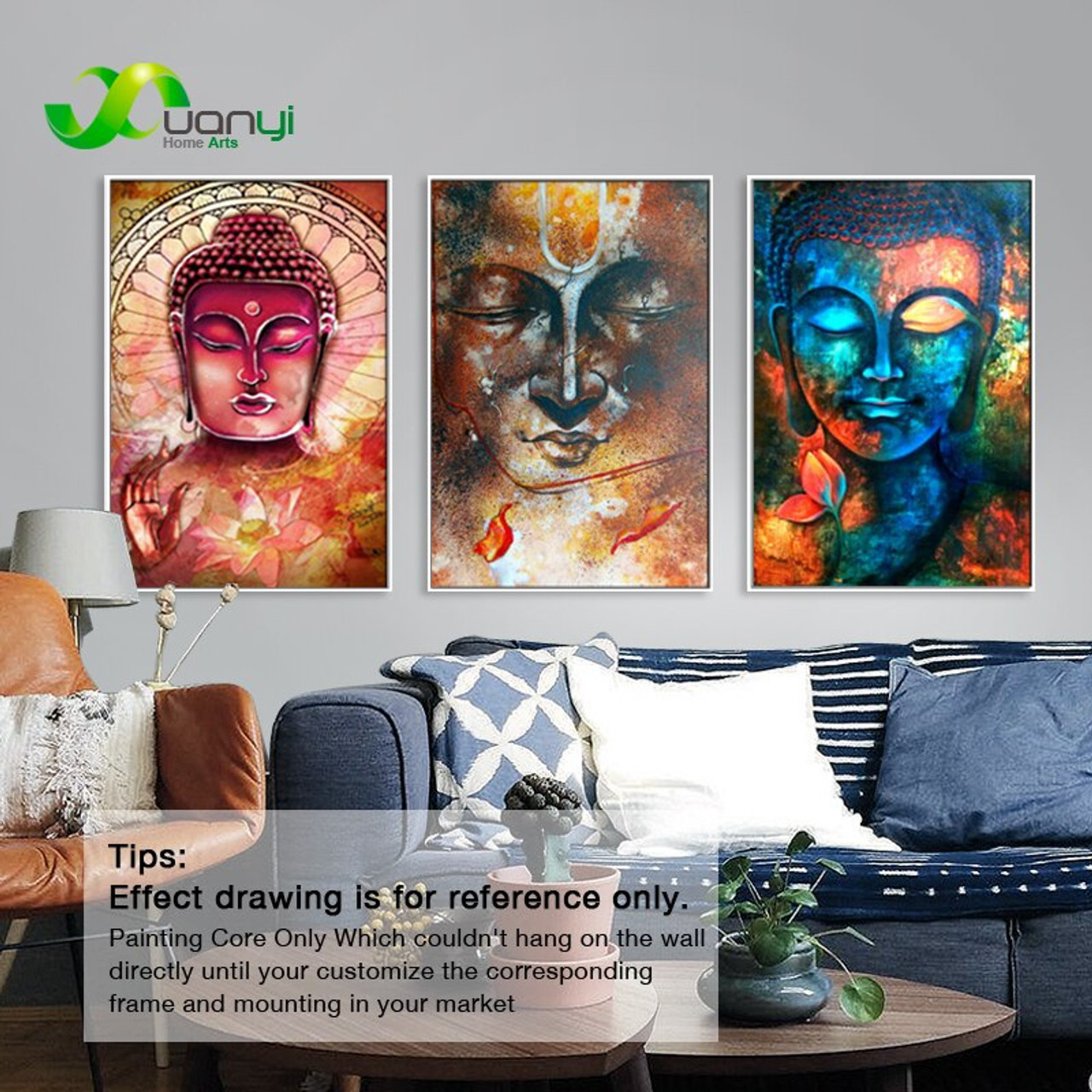 3 Pcs Large Buddha Canvas Wall Art Painting Buddha Picture Canvas