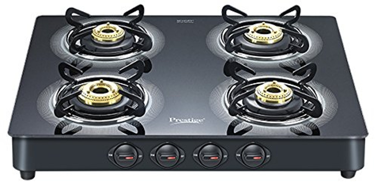 prestige edge schott glass 4 burner gas stove black