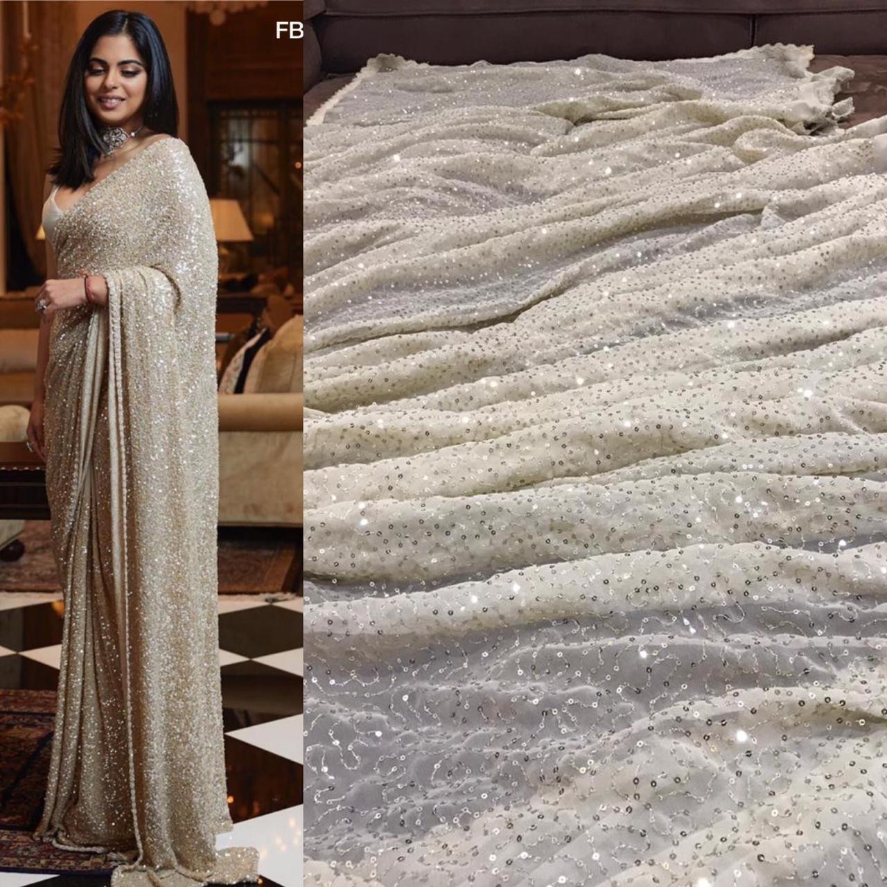 georgette white saree