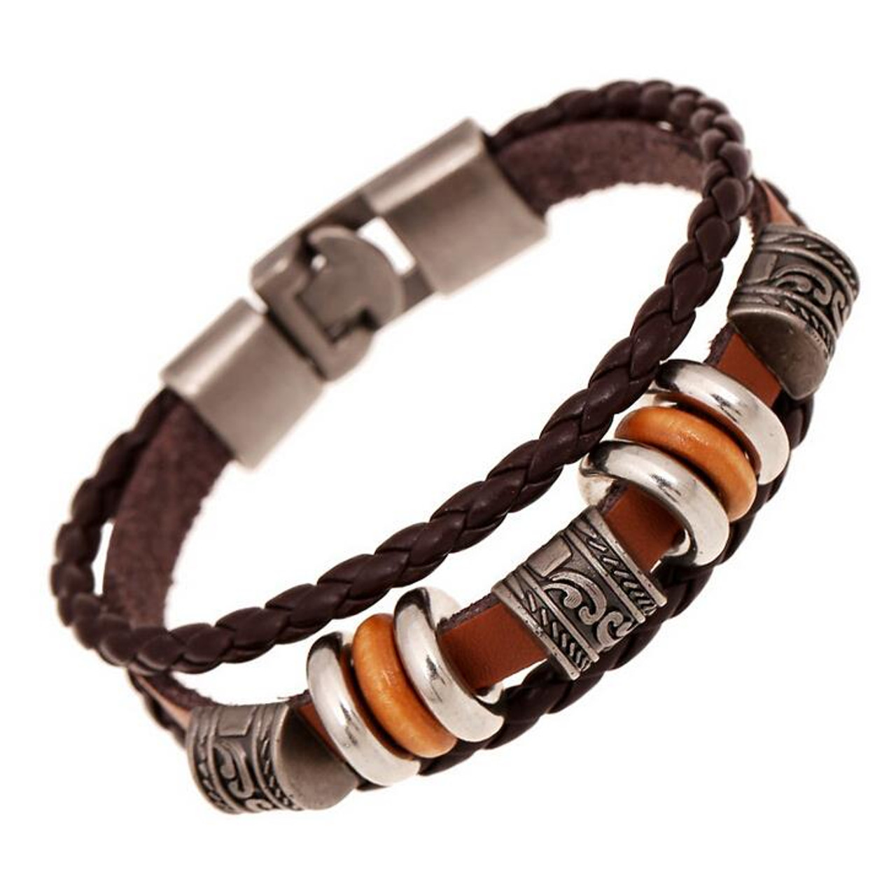 Mens Braided Leather Mens Leather Charm Bracelet With Titanium Steel  Magnetic Clasp Fashionable Black/Red Jewelry Gift From Dennisevor, $11.63 |  DHgate.Com