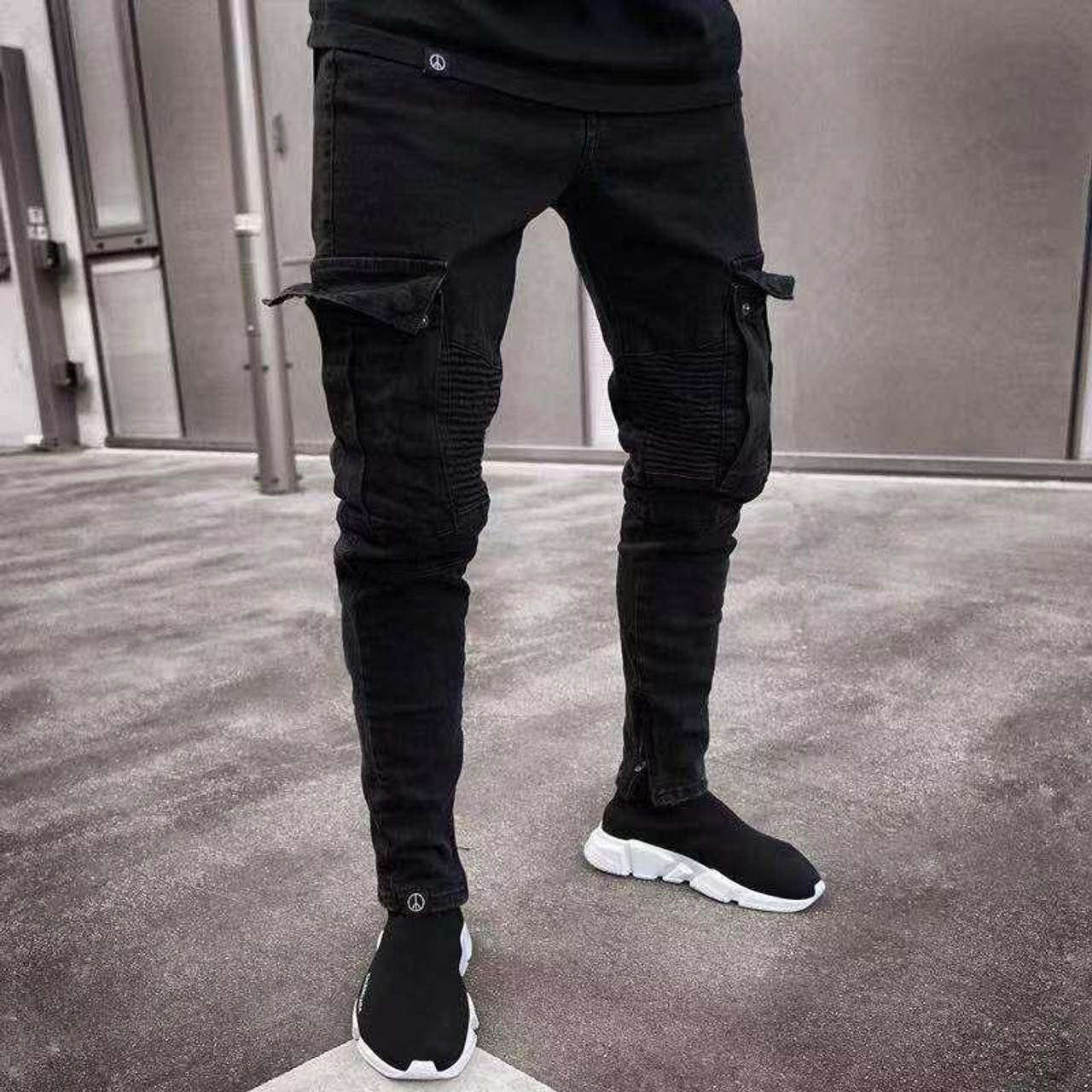 Slim Fit Biker Jeans With Ripped Detailing And Pocket Stretchy Black Skinny  Smart Black Trousers For Young Men J230728 From Sihuai10, $16.46 |  DHgate.Com