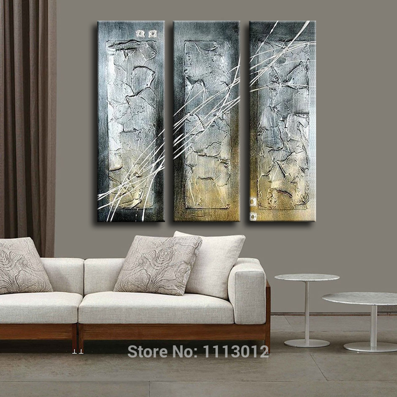 Hand Painted Modern Abstract Oil Painting Knife Wall Art Canvas Set 3 Panel  Home Decoration Art Picture For Kitchen Living Room - OnshopDeals.Com