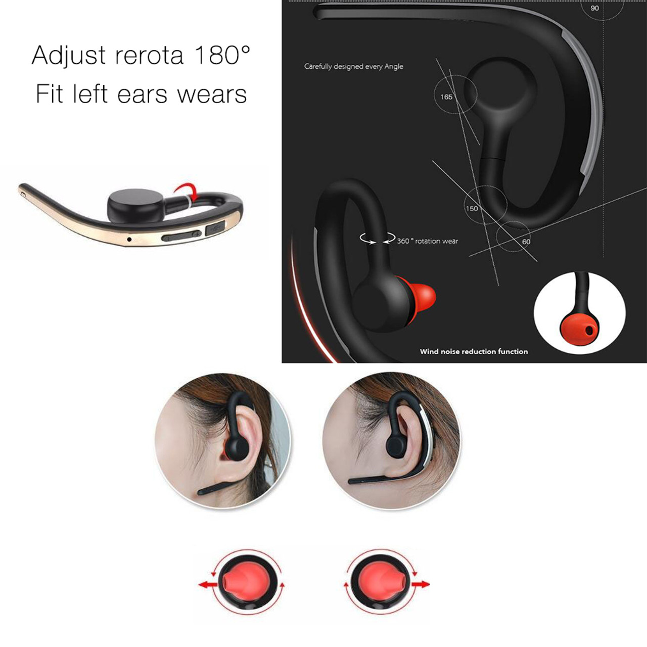 Lymoc Bluetooth Headsets Earphone Handsfree Wireless Ear Hook CSR4