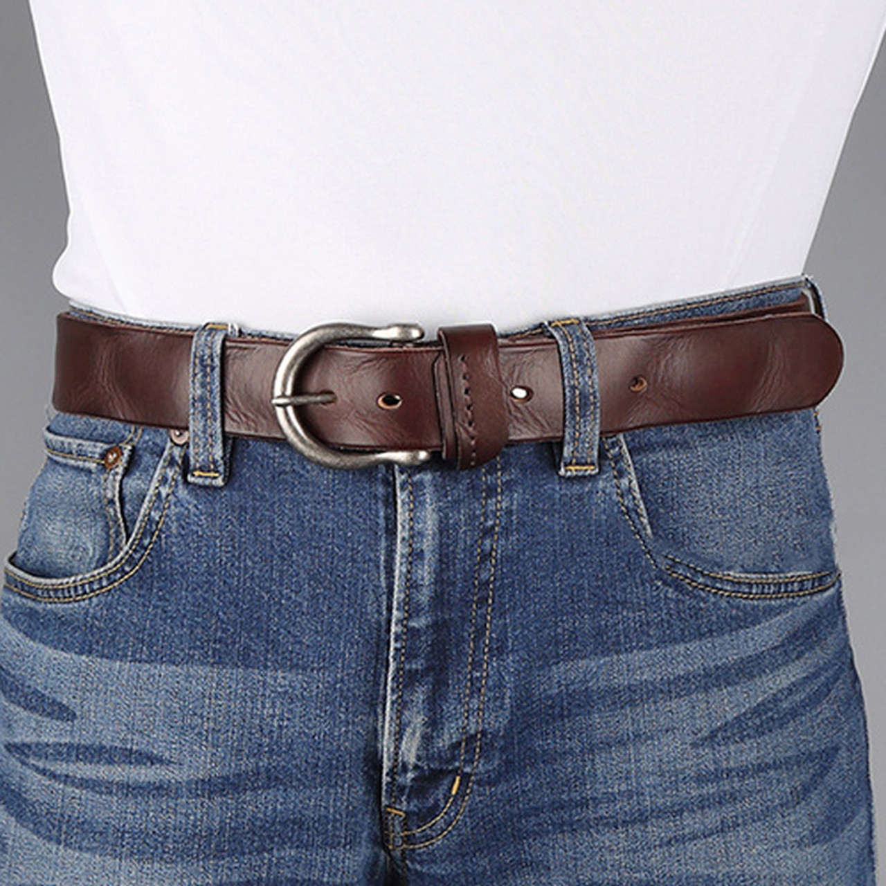 genuine leather belt men luxury vintage 