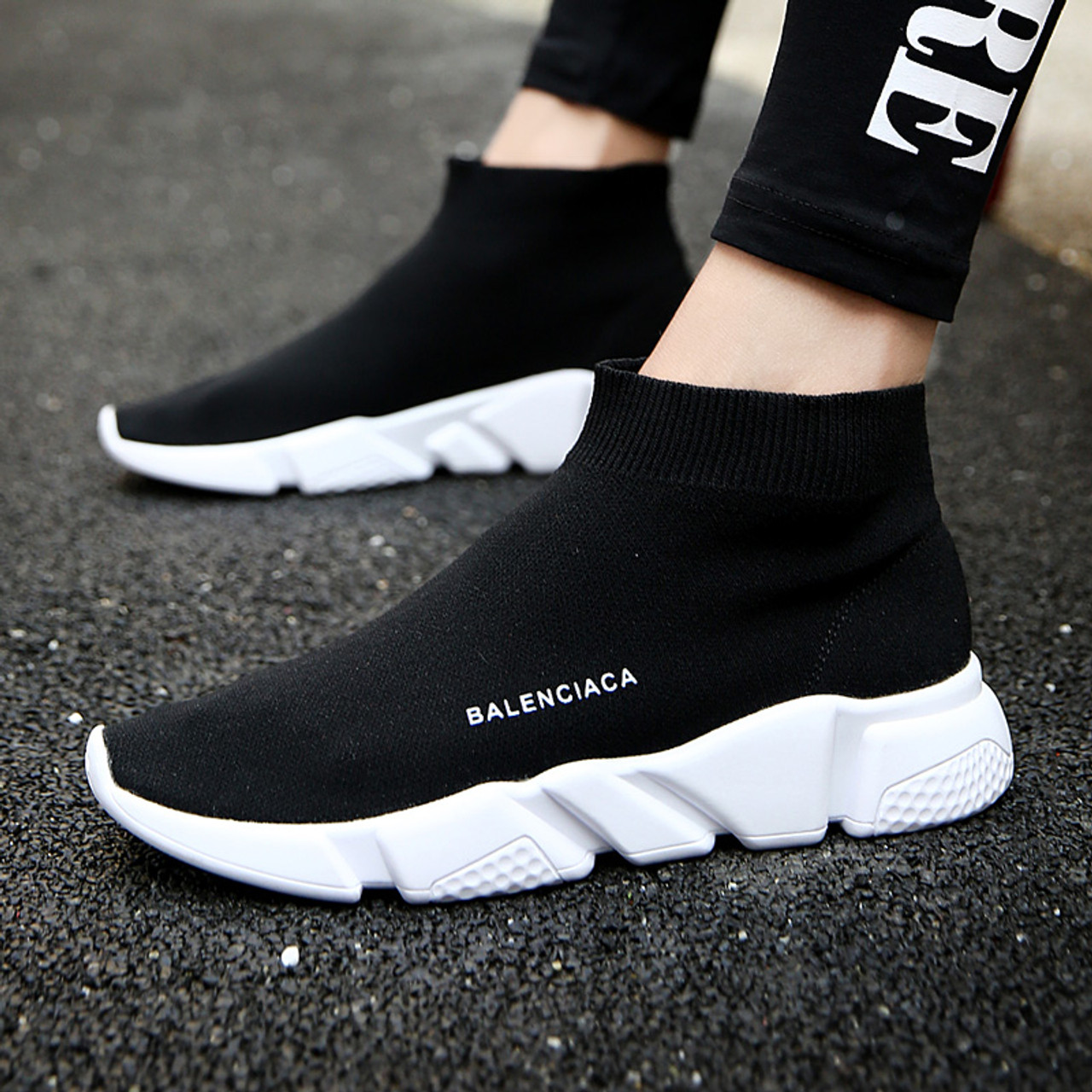 black and white sock sneakers