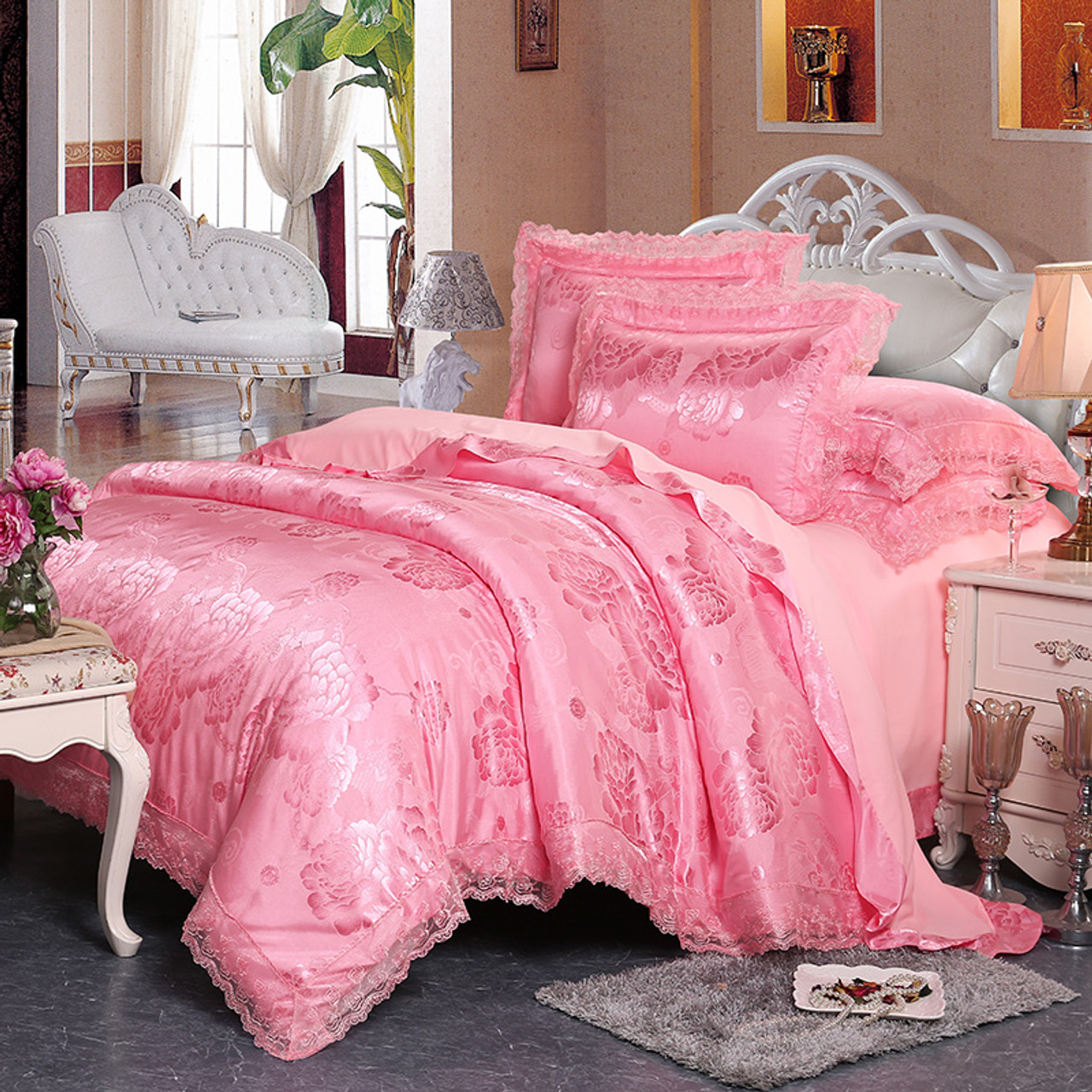Mecerock 2017 New Euro Style Tencel Jacquard Bedding Set Lace