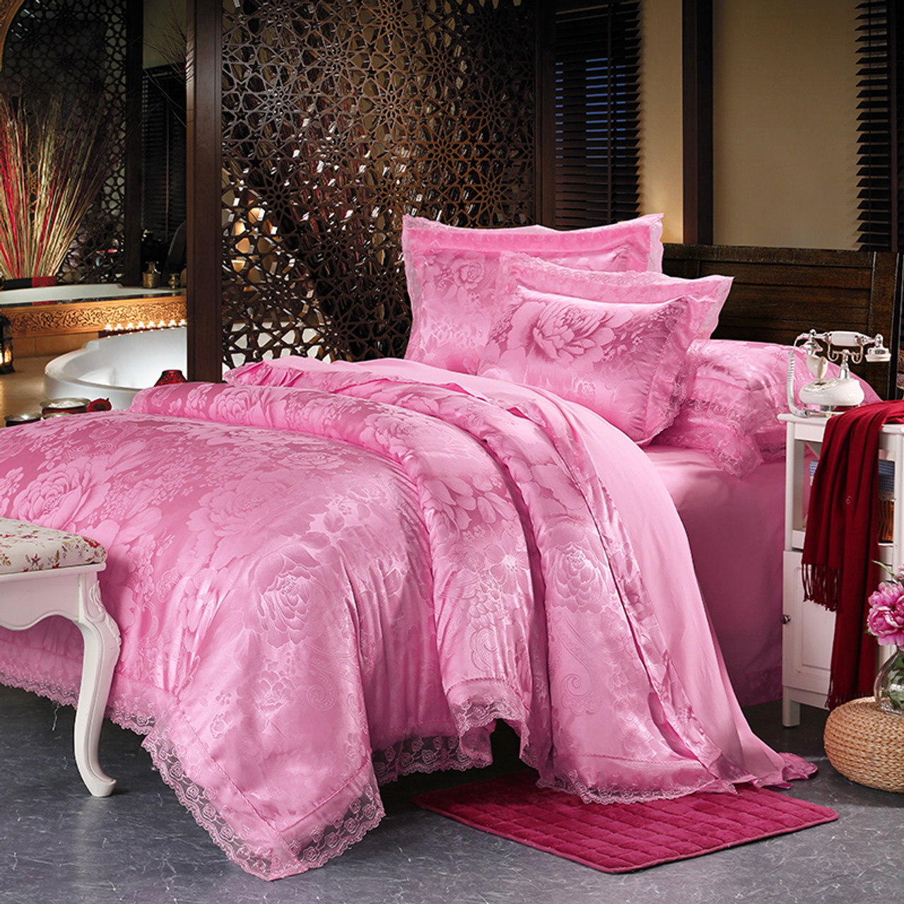 Mecerock 2017 New Euro Style Tencel Jacquard Bedding Set Lace